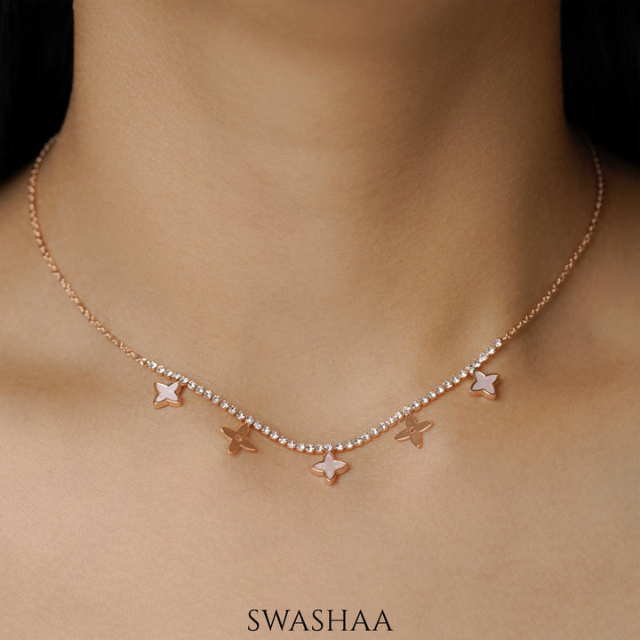 Nova Clover Rosegold Plated Choker