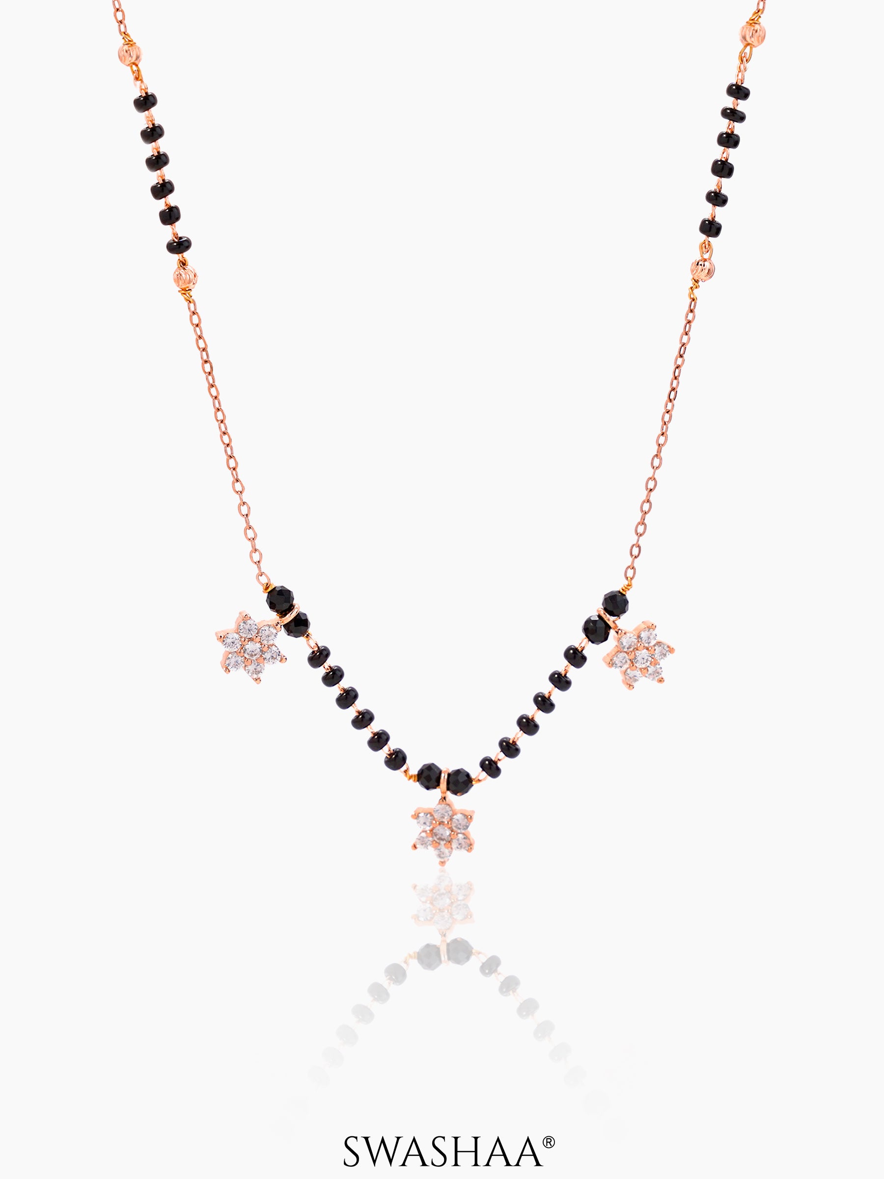 Aadhya Floral Charms Rosegold Plated Mangalsutra