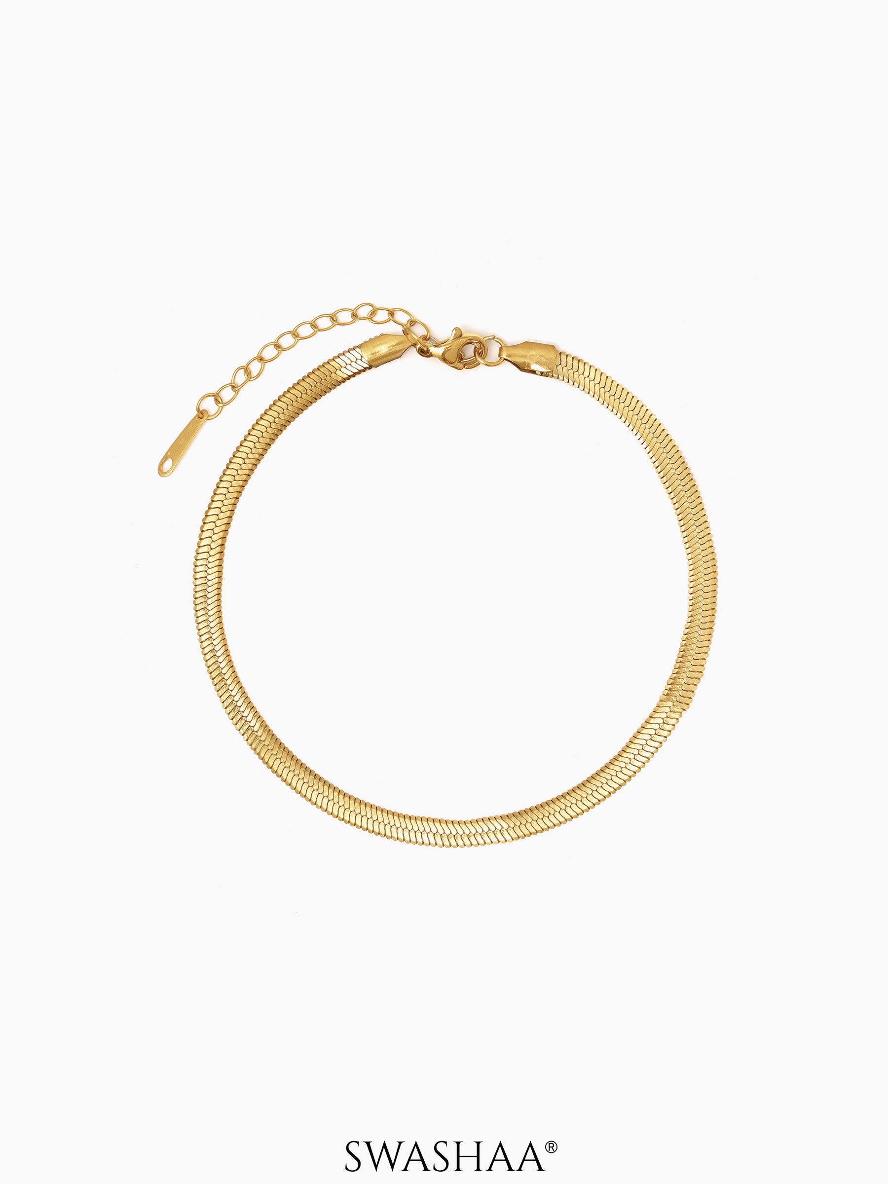 Aanya Sleek Herringbone Chain 18K Gold Plated Women's Anklet