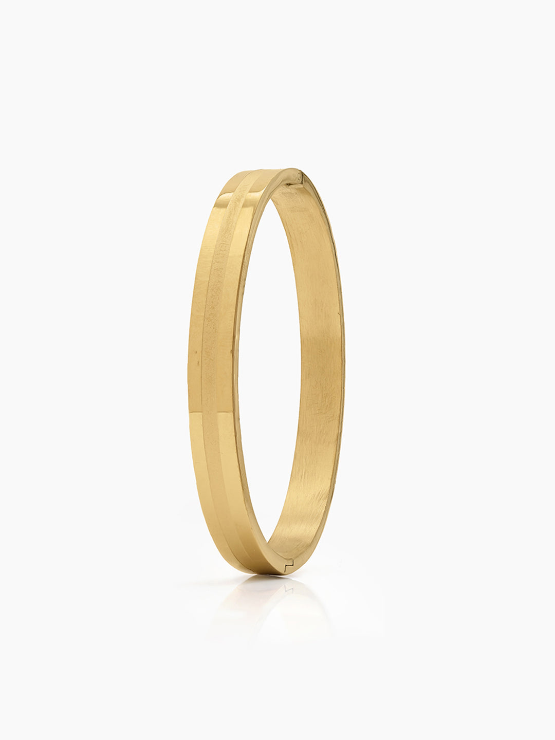 Aarit line Texture 18K Gold Plated Men's Solid Band Bracelet