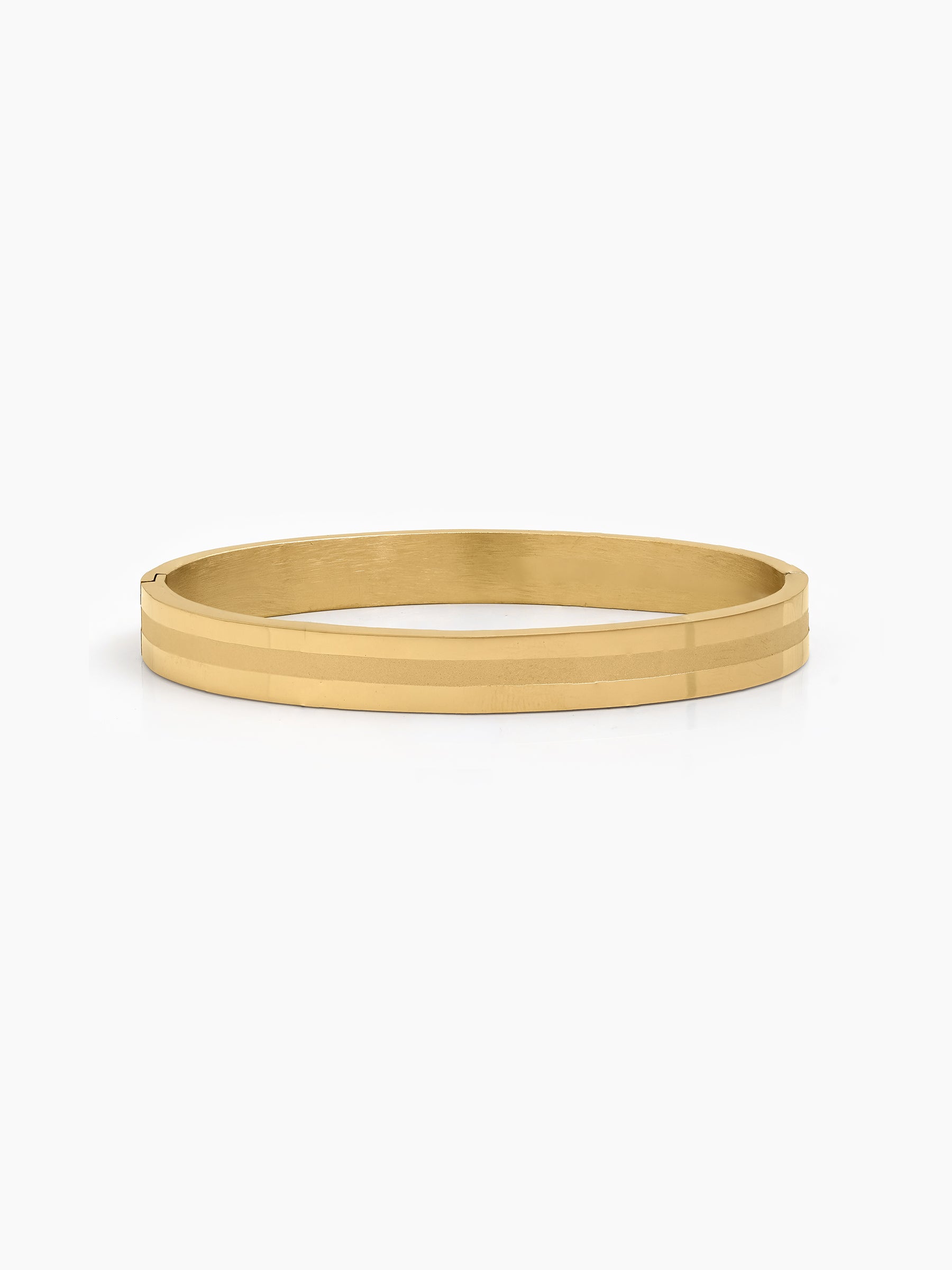 Aarit line Texture 18K Gold Plated Men's Solid Band Bracelet