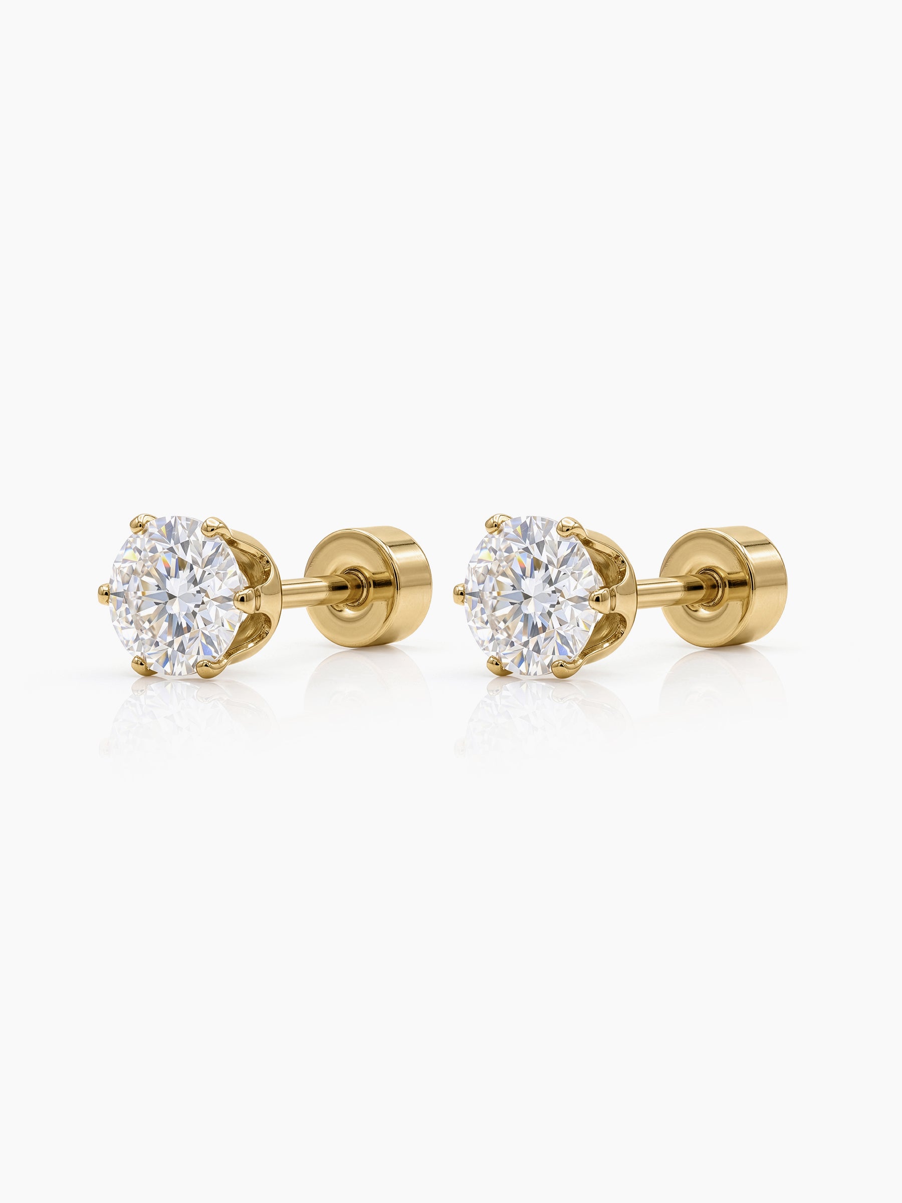 Aarna Solitaire Diamond 18K Gold Plated Kid's Stud Earrings