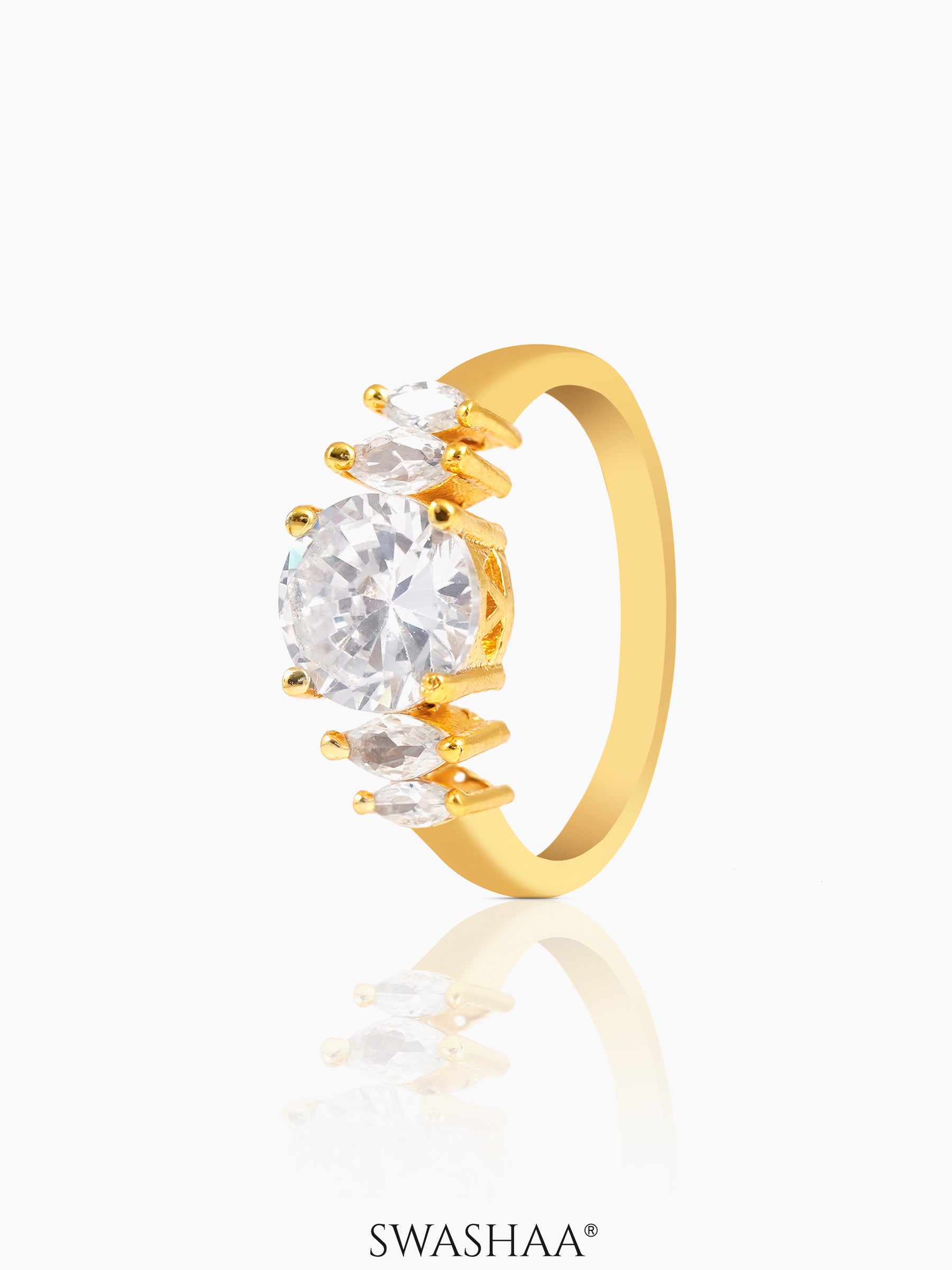 Aas Diamond Solitaire 18K Gold Plated Ring
