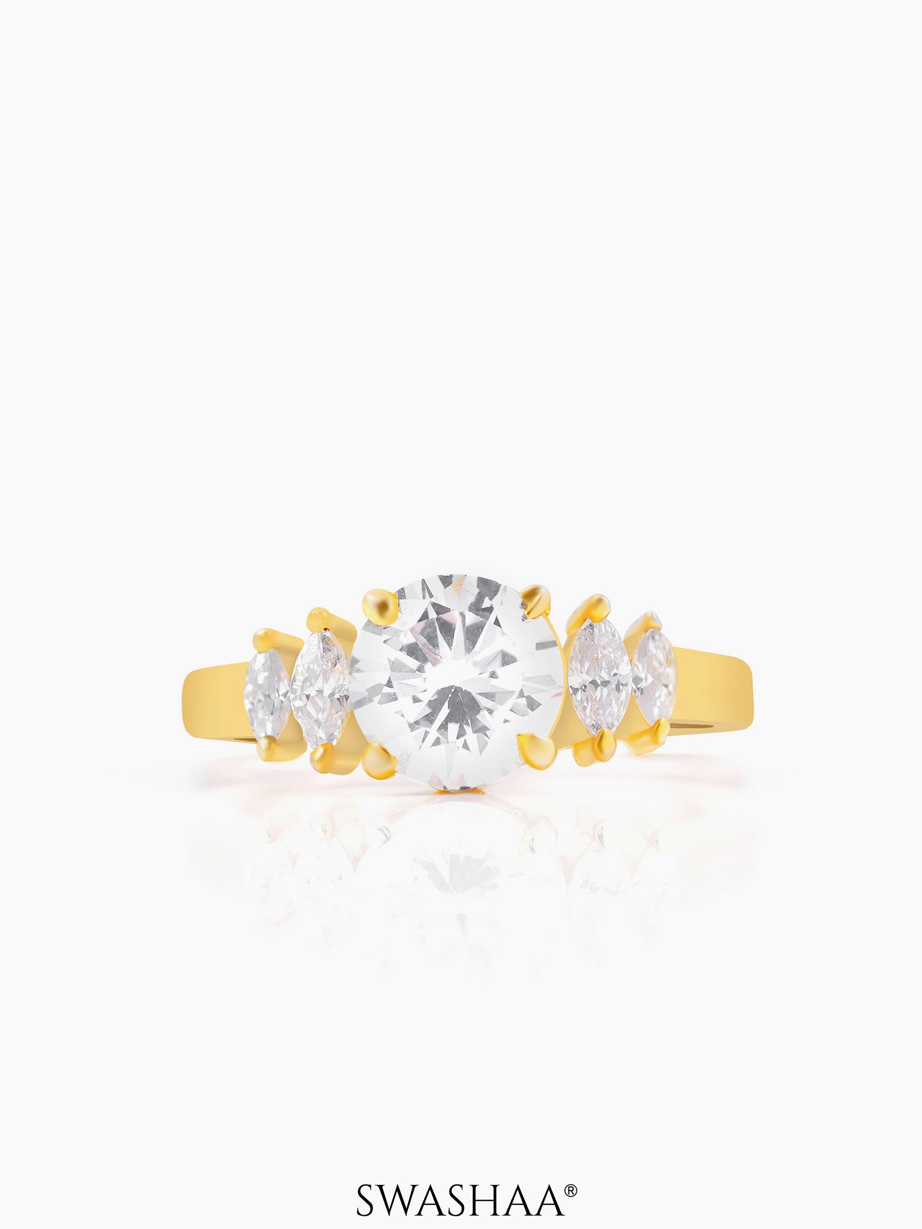 Aas Diamond Solitaire 18K Gold Plated Ring