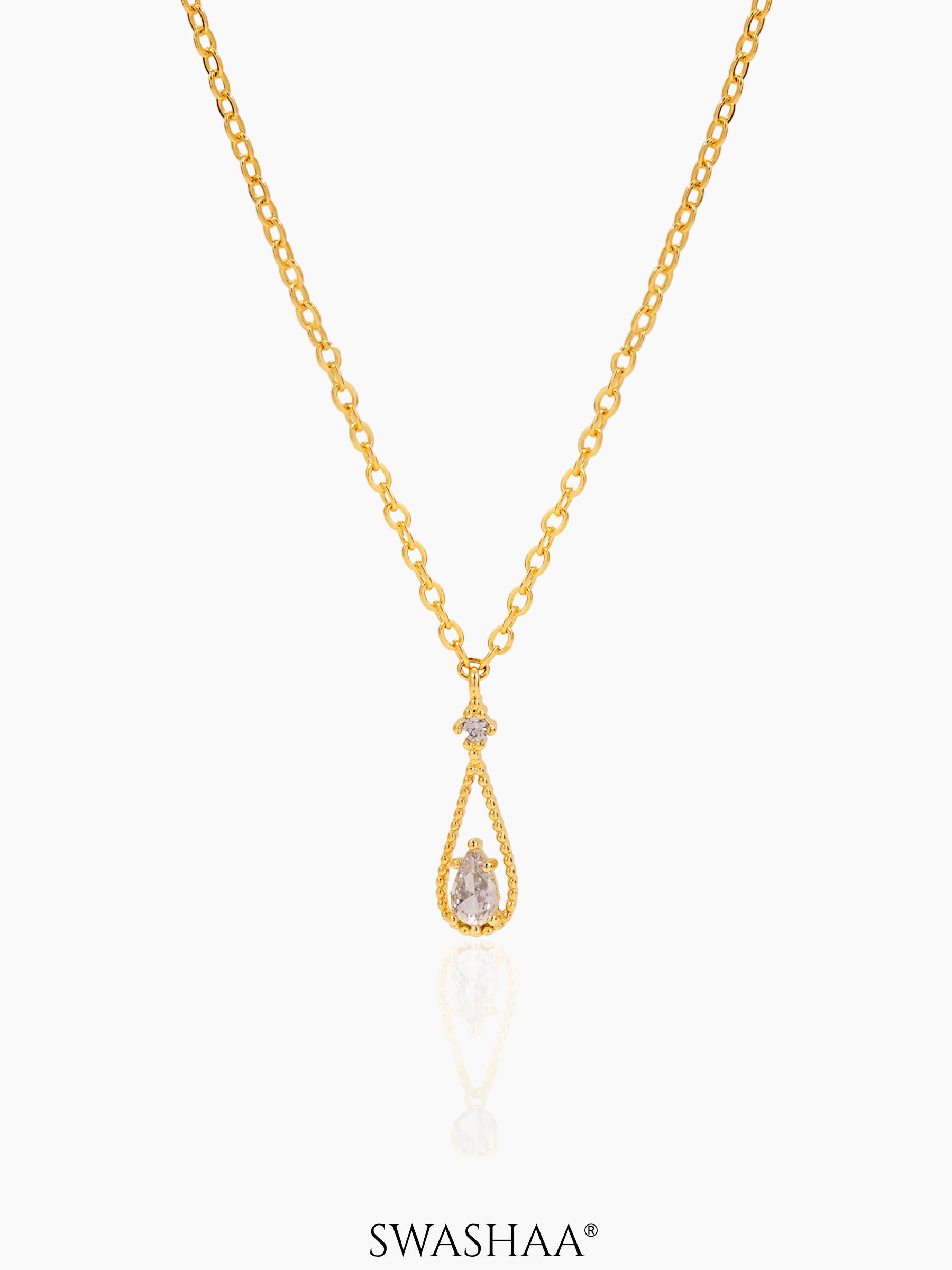 Abeera Teardrop Charm 14K Gold Plated Chain Necklace
