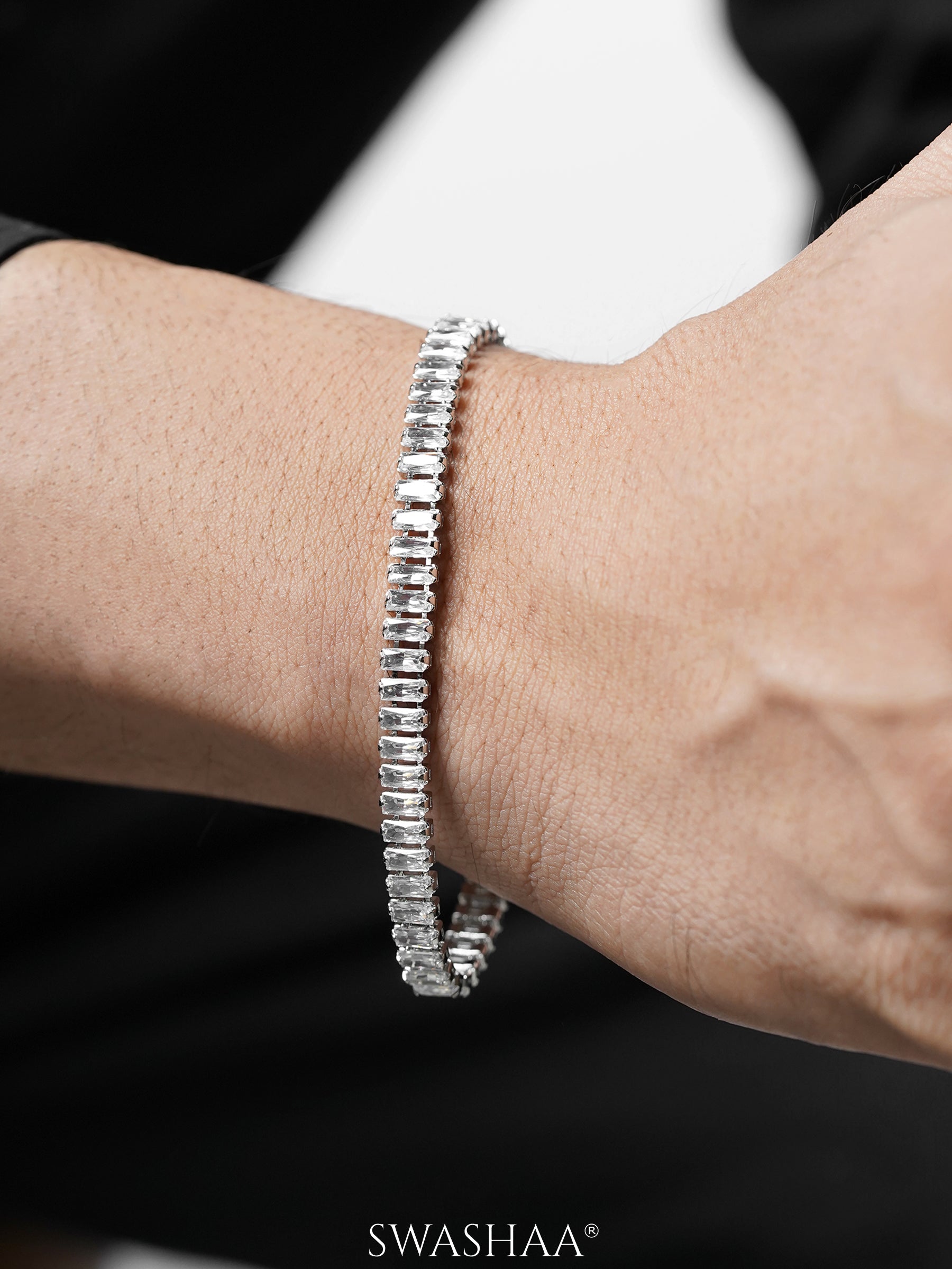 Adhik Diamond Silver Men's Bracelet