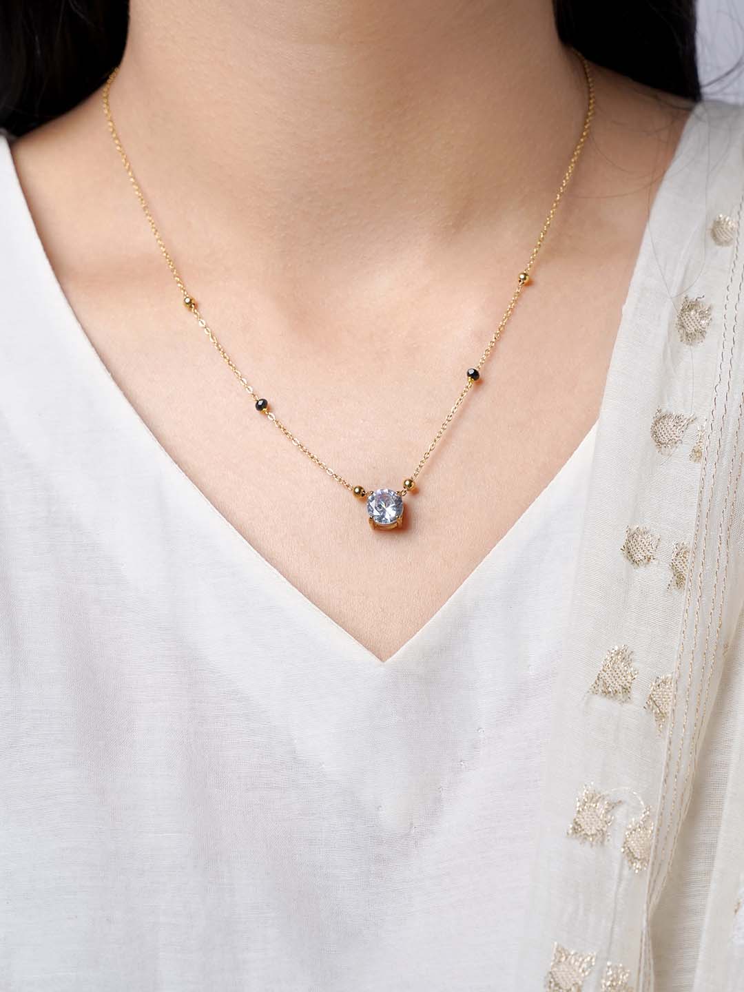 Adia Diamond Solitaire 18K Gold Plated Mangalsutra