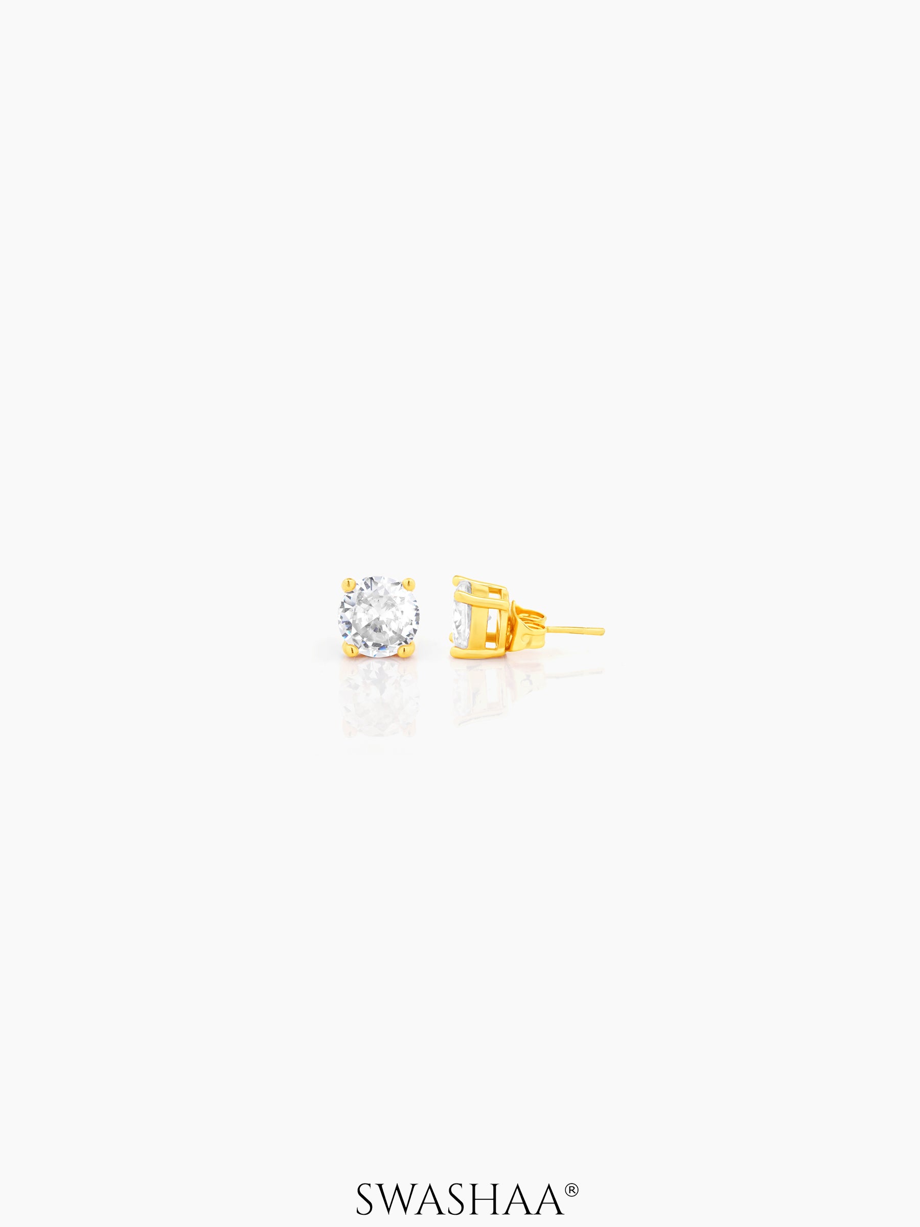 Adia Diamond Solitaire 18K Gold Plated Men's Stud Earrings