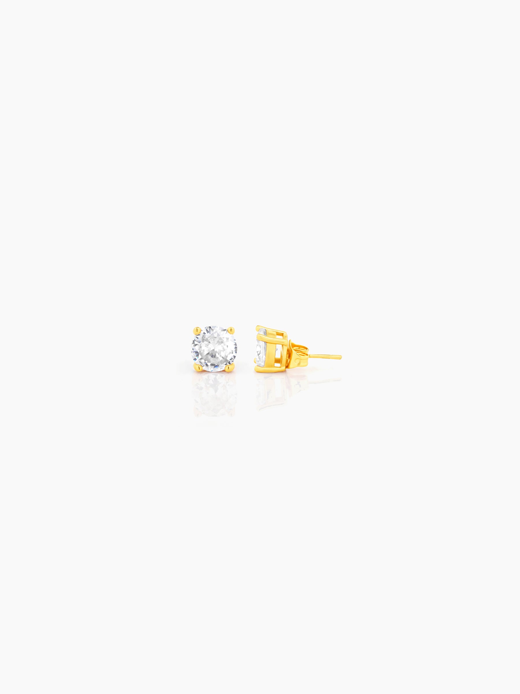 Adia Diamond Solitaire 18K Gold Plated Men's Stud Earrings