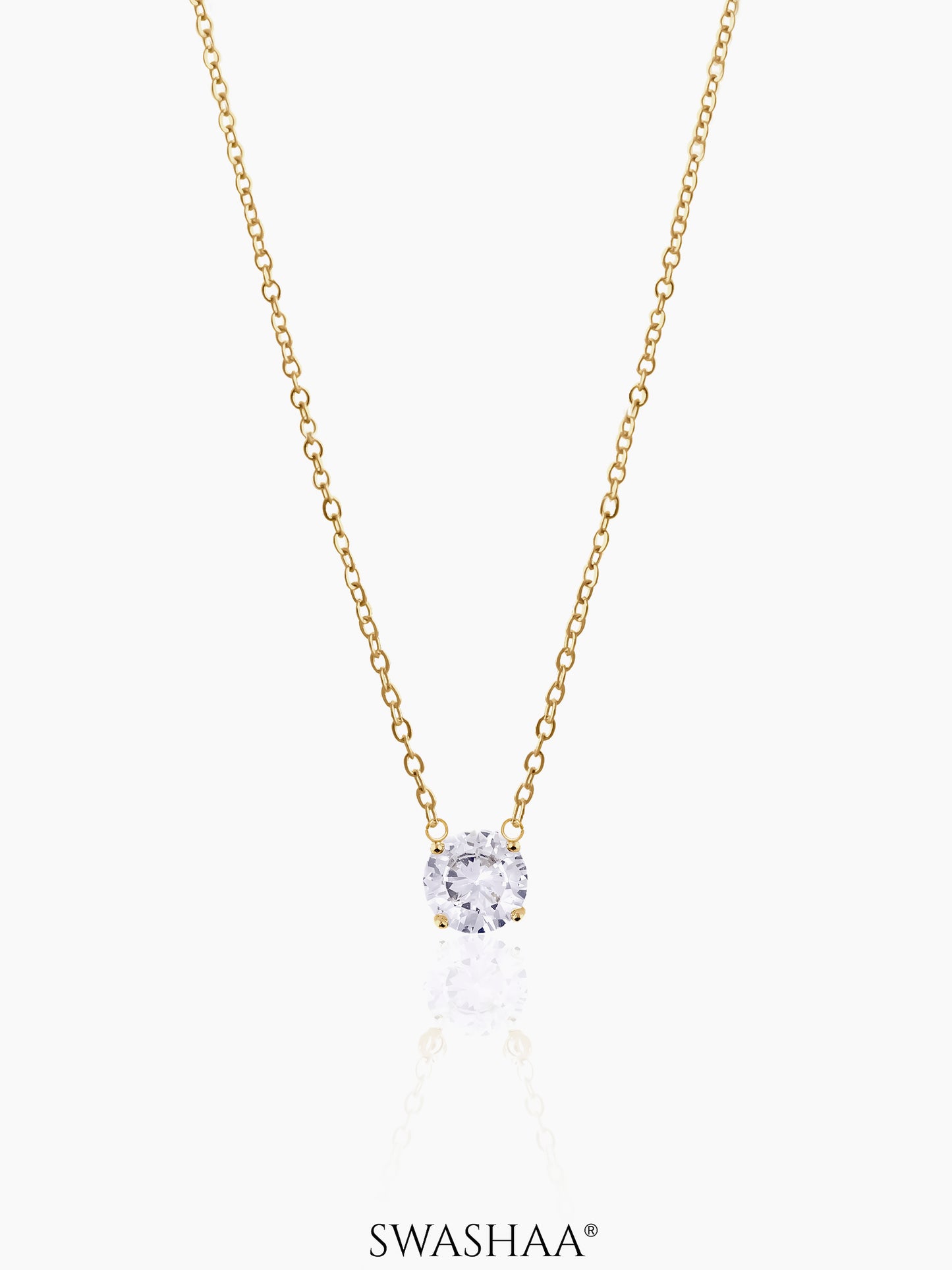 Adia Solitaire 18K Gold Plated Necklace