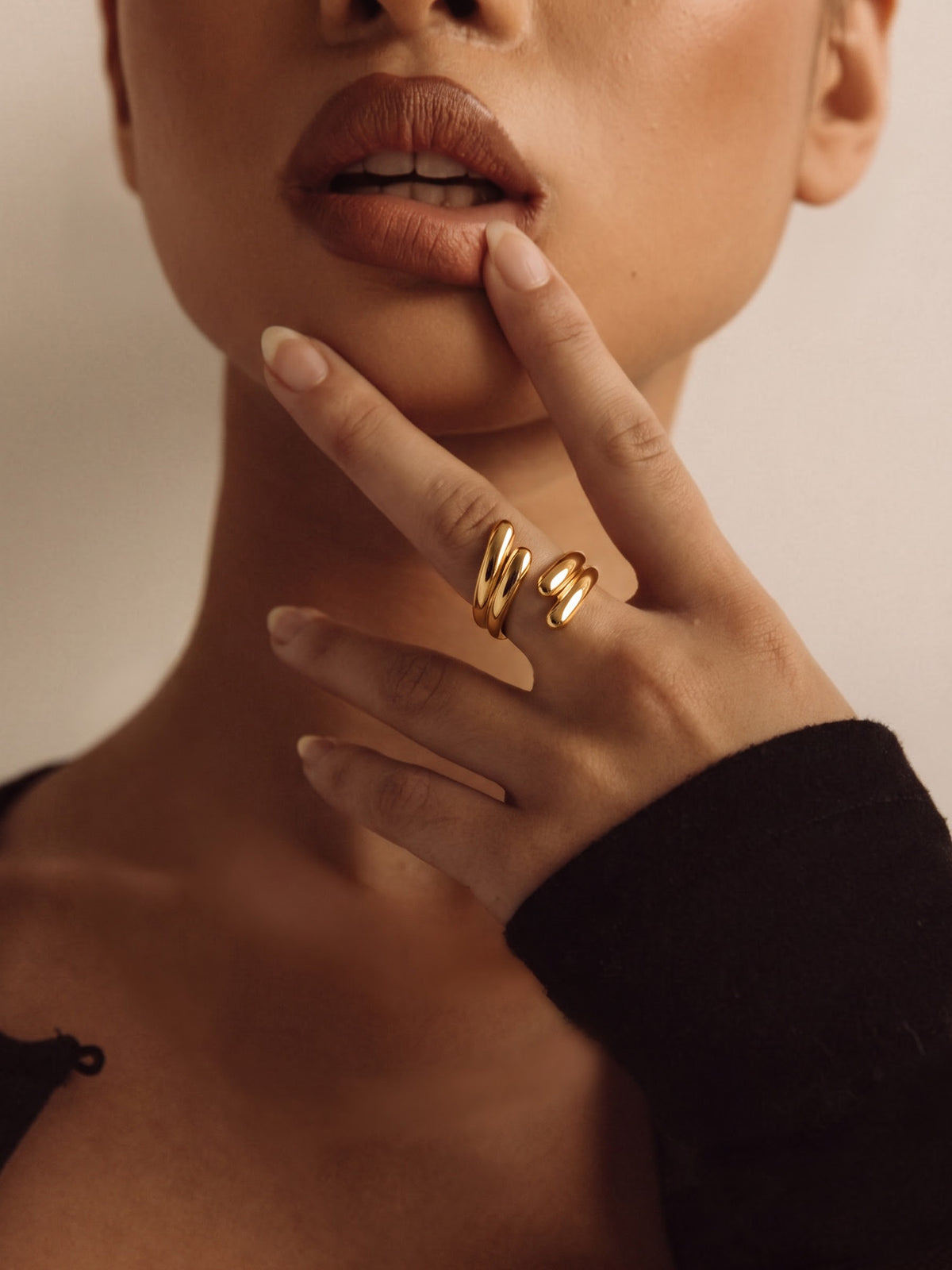 Aella Fluid Spiral Wrap 18K Gold Plated Ring