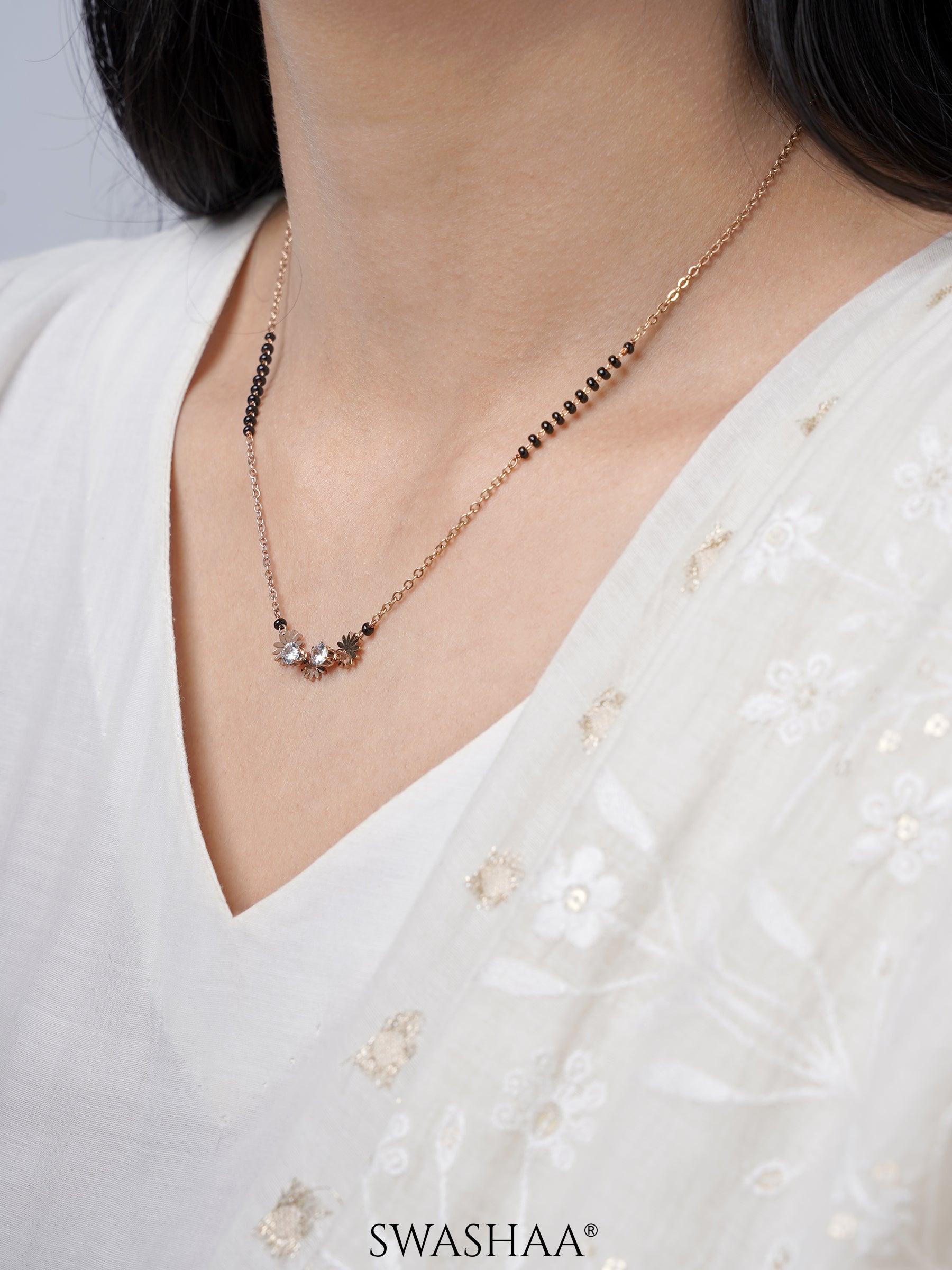 Ahaya Floral Discs Rosegold Plated Mangalsutra