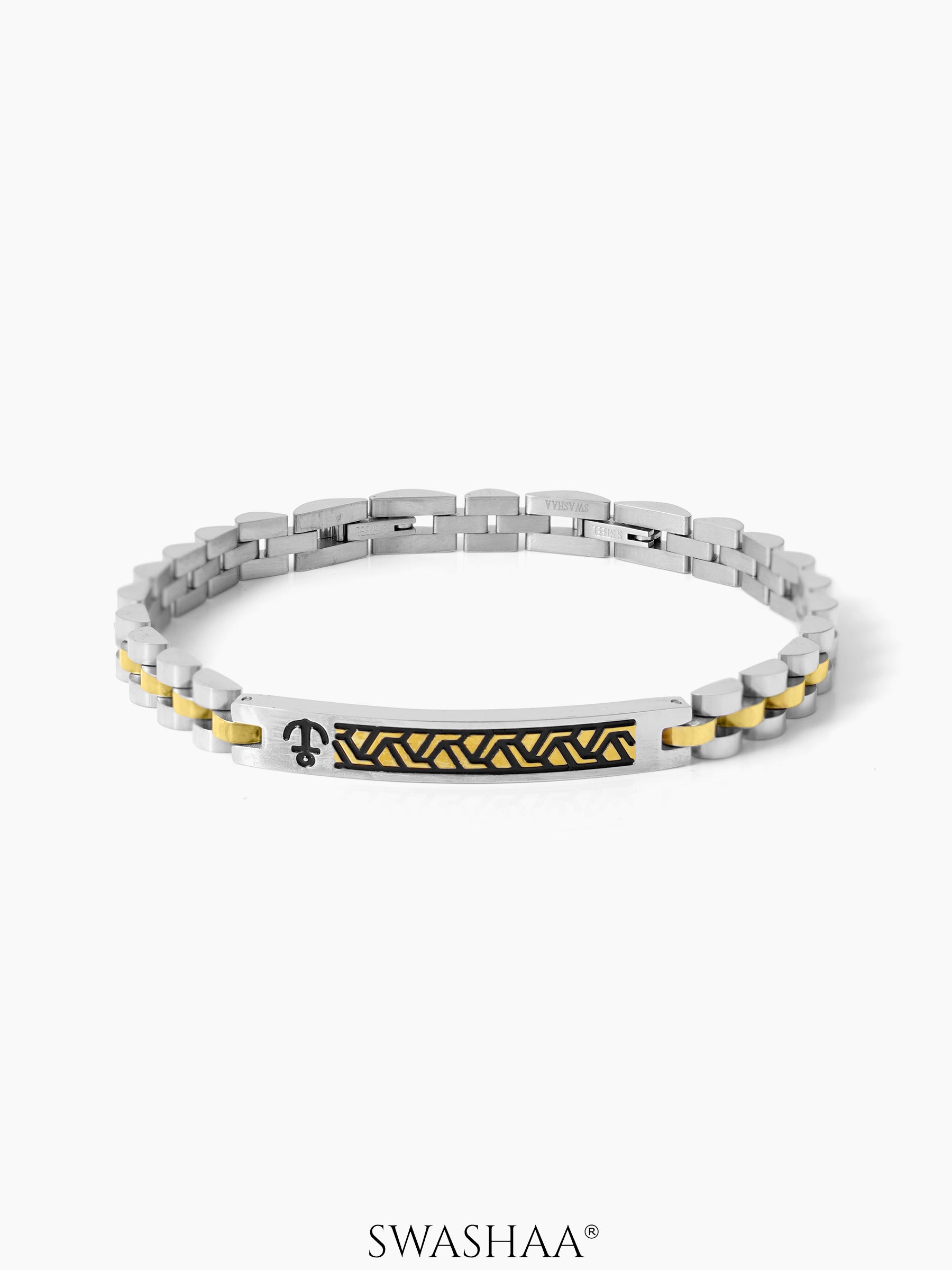 Aiden Geometric Link Silver Men's Watch Belt Bracelet