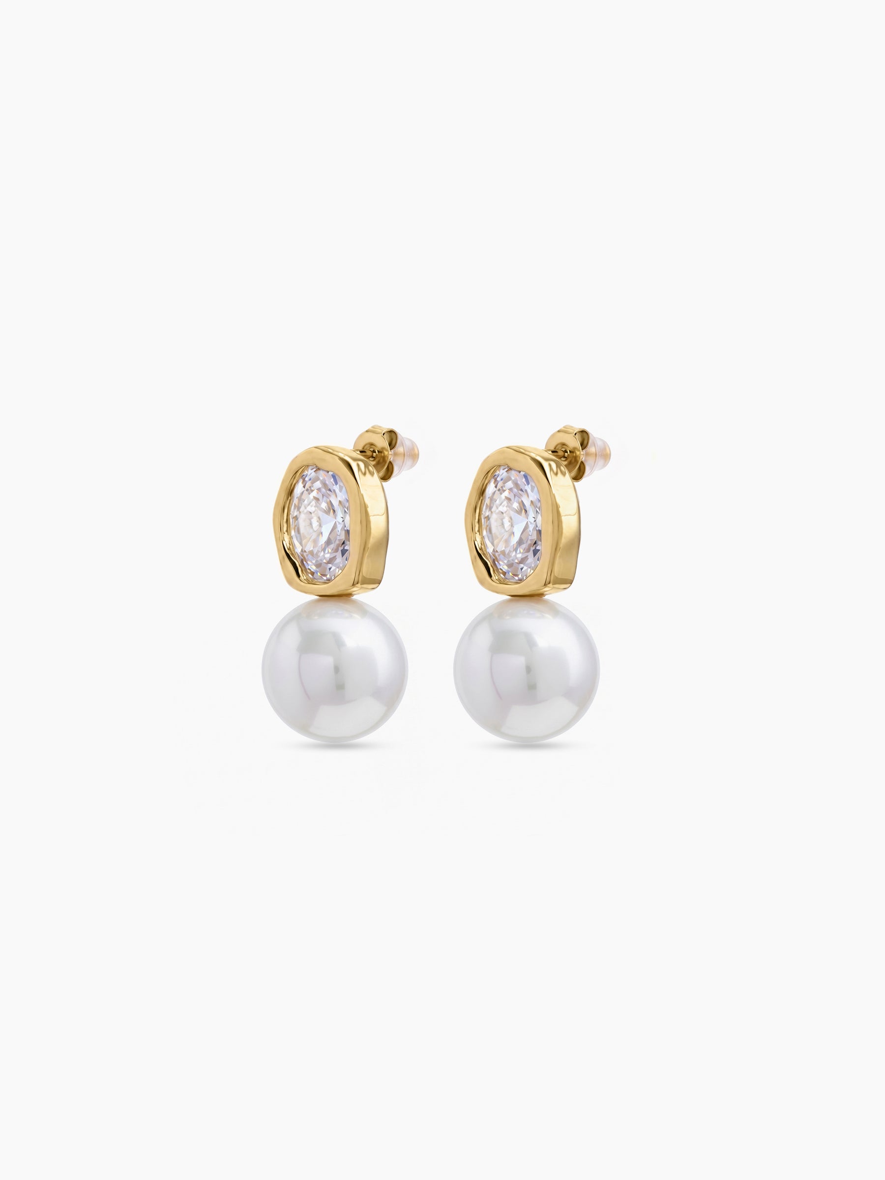 Alania Solitaire Pearl 18K Gold Plated Women's Earrings