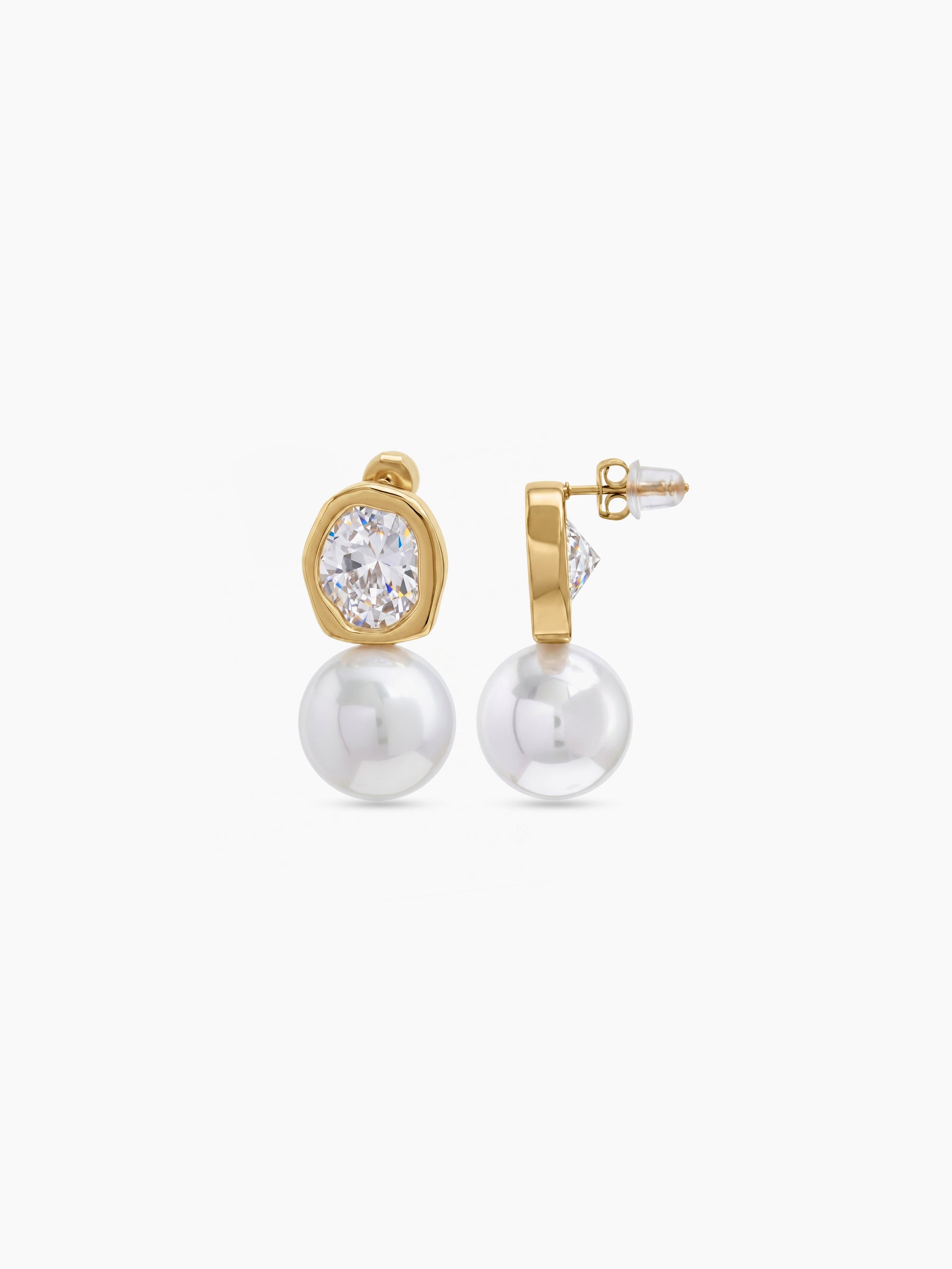 Alania Solitaire Pearl 18K Gold Plated Women's Earrings