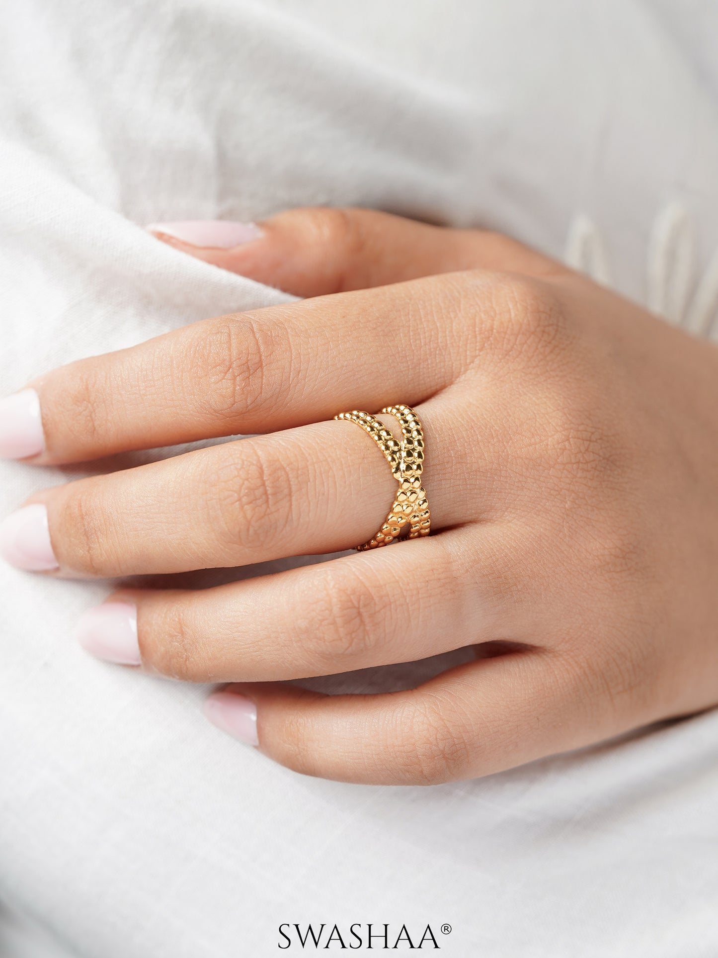 Aldina Bubble Textured 18K Gold Plated Ring