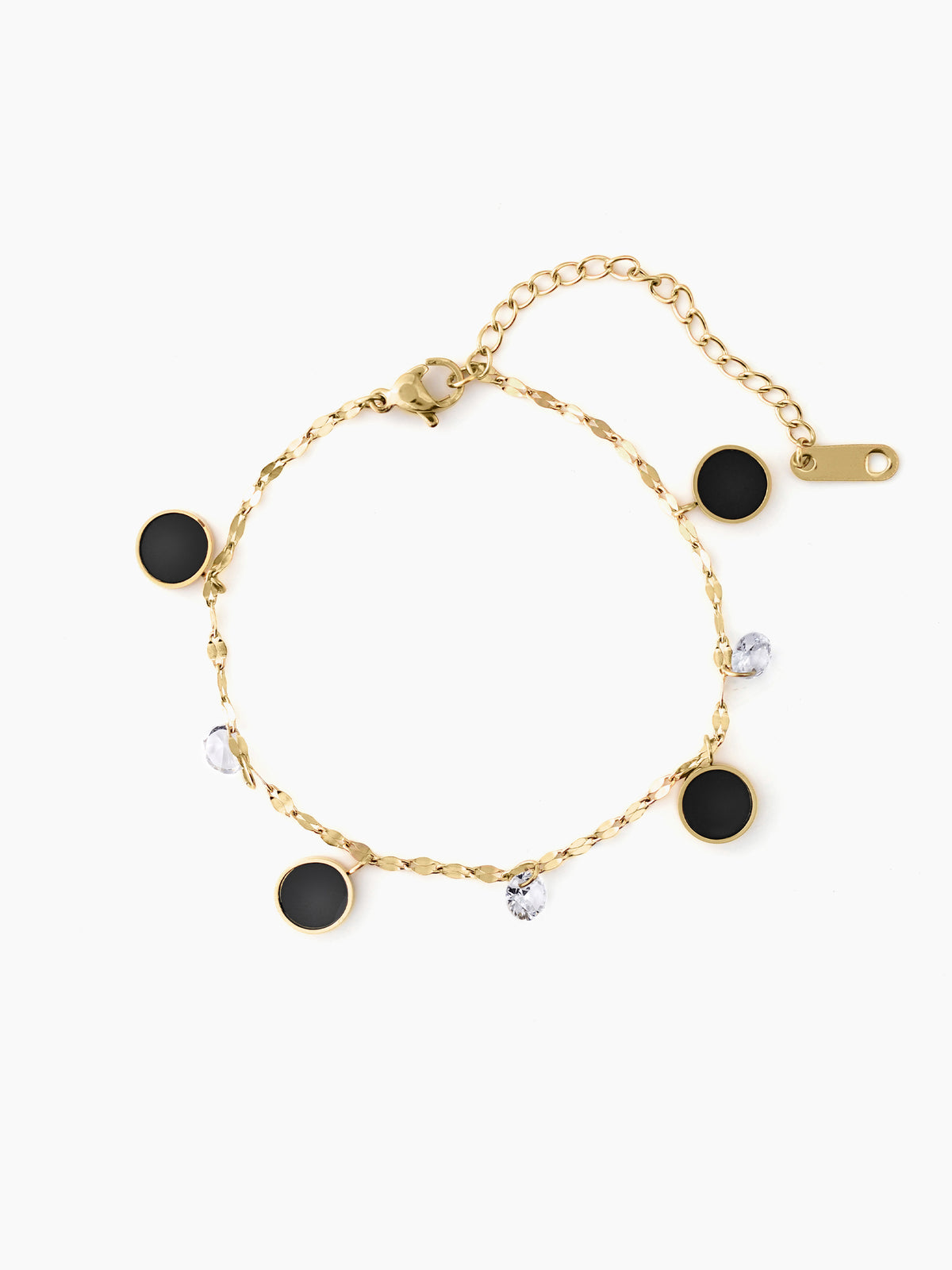 Alexis Black Charms 18K Gold Plated Women's Anklet