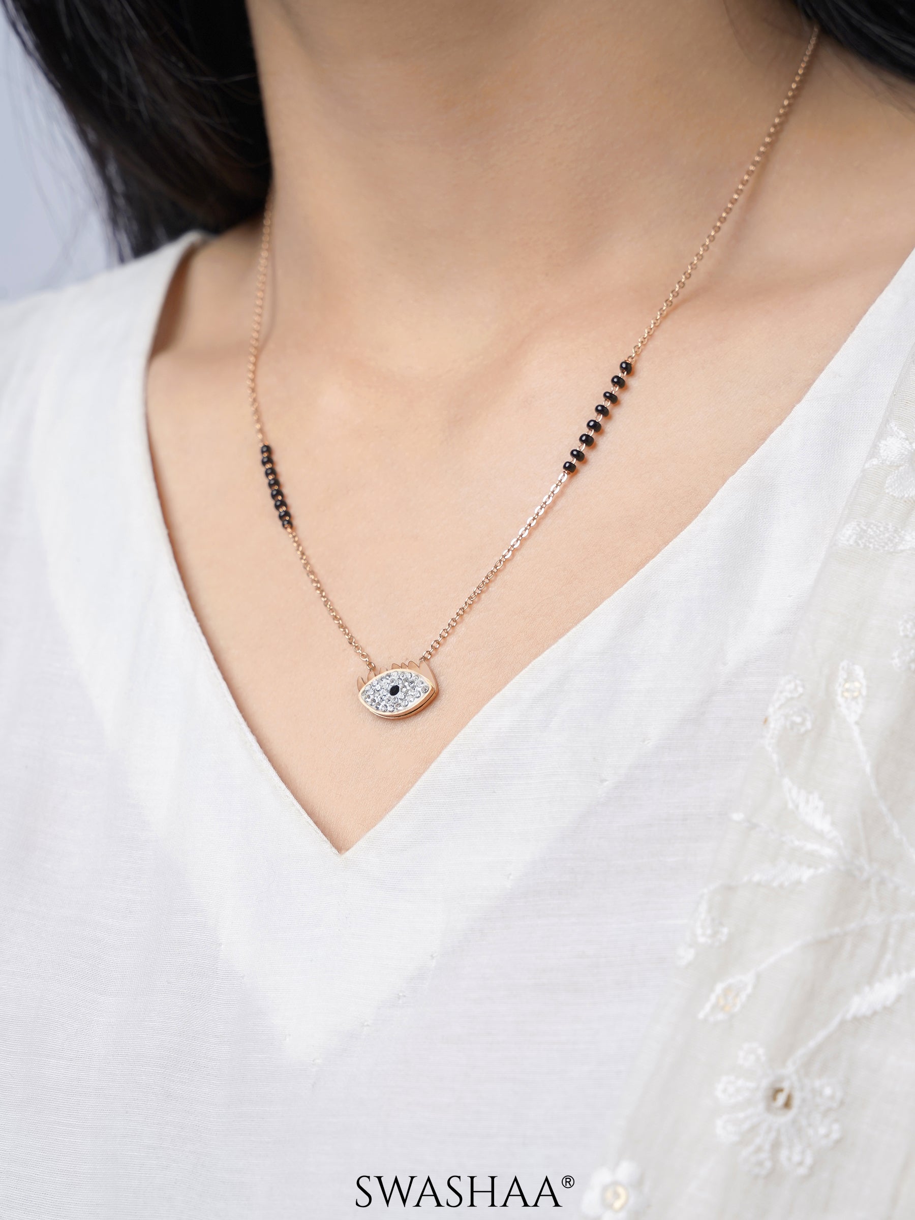 Aliana Eye Rosegold Plated Pendant Mangalsutra