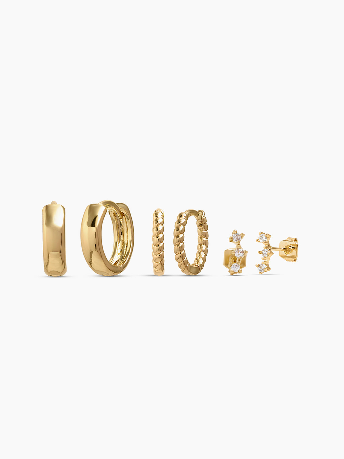 Alicia Diamonds Stud Earrings & Hoop earrings 14K Gold Plated Women's Earring Set