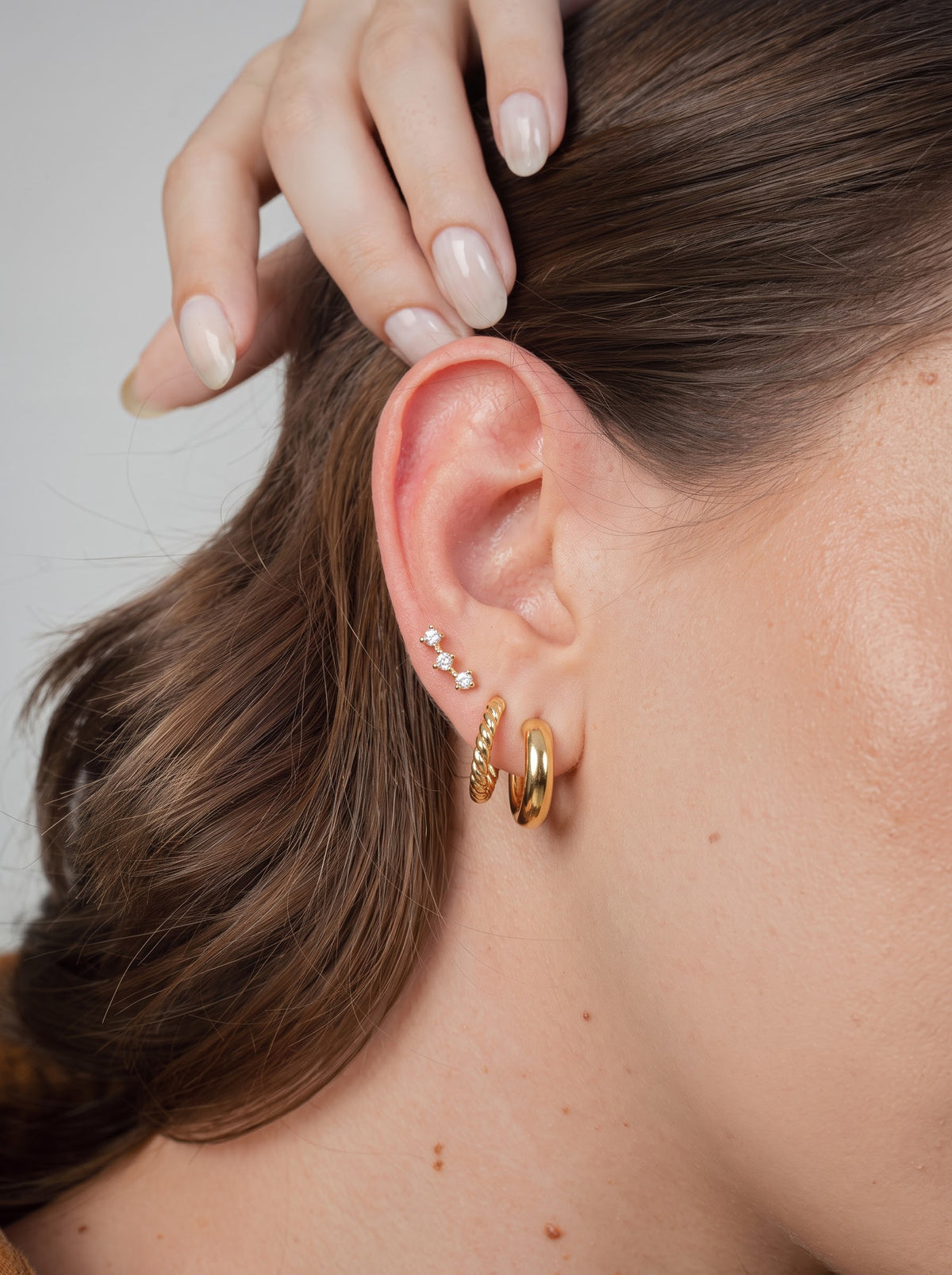 Alicia Diamonds Stud Earrings & Hoop earrings 14K Gold Plated Women's Earring Set