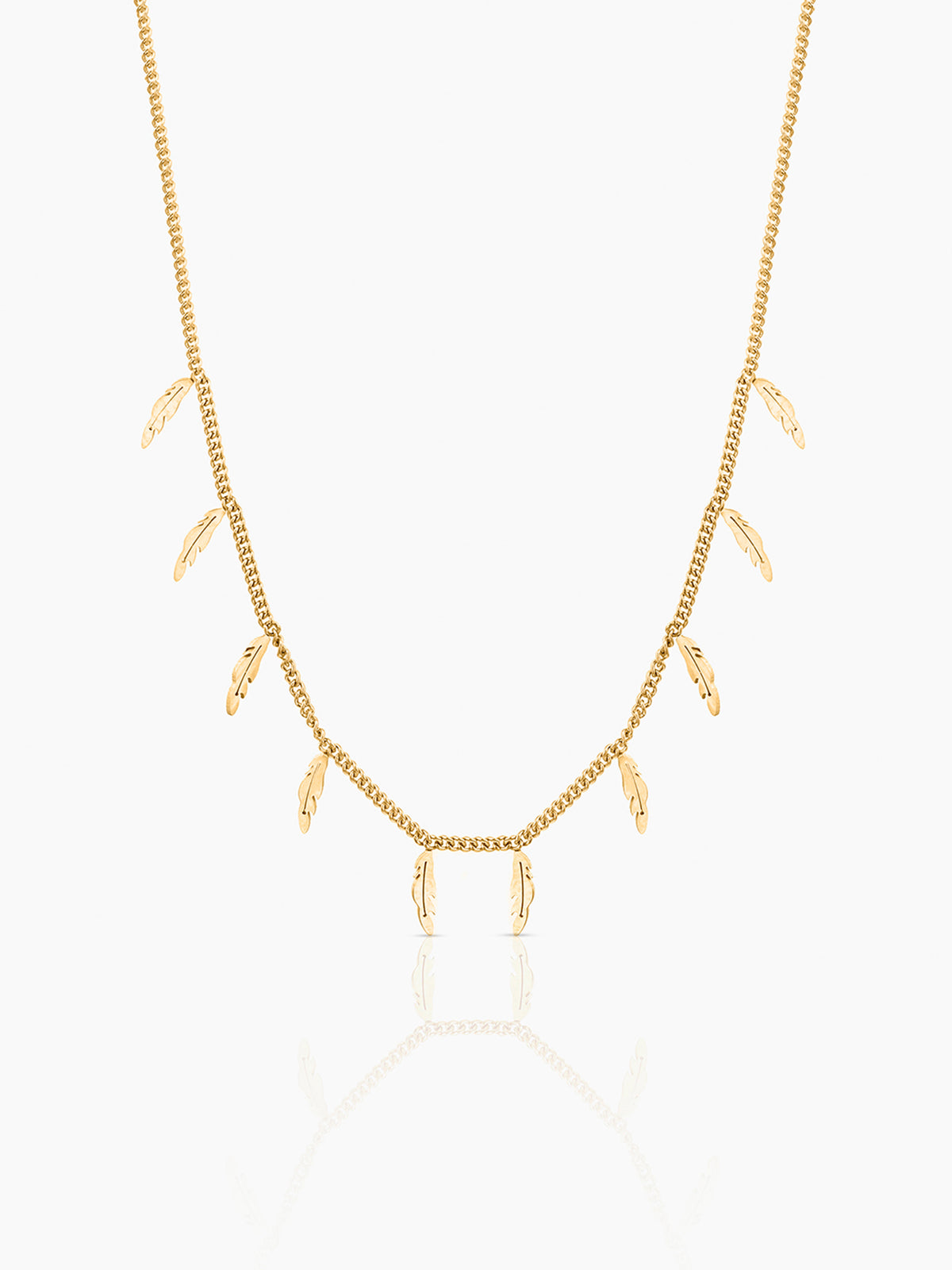 Alina Plume Feather Charms 18K Gold Plated Choker Necklace