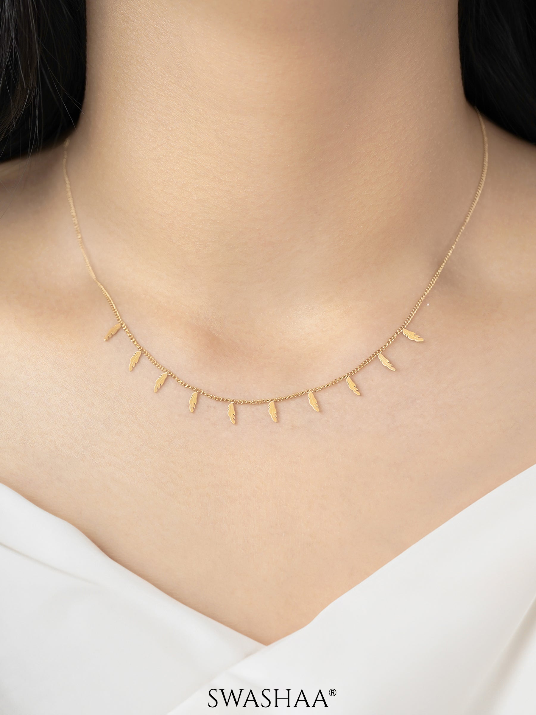 Alina Plume Feather 18K Gold Plated Choker