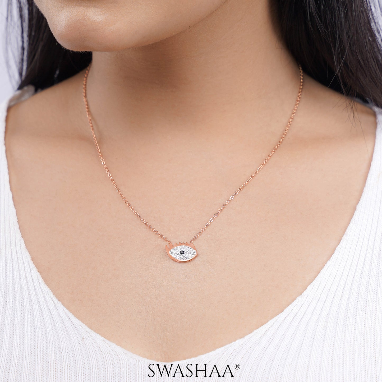 Allika Evil Eye Rosegold Plated Necklace