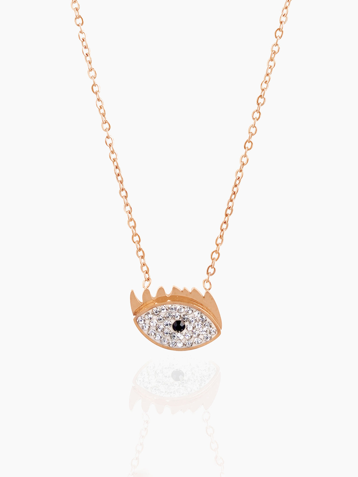 Allika Evil Eye Rosegold Plated Chain Pendant Necklace