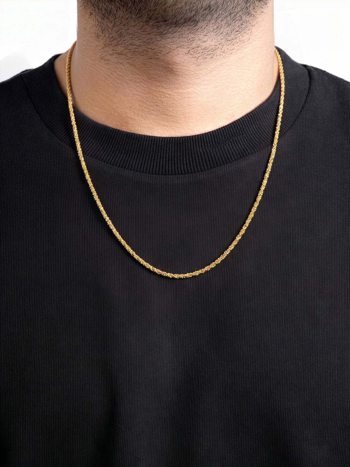 Almira Textured Rope 18K Gold Plated Men's Chain
