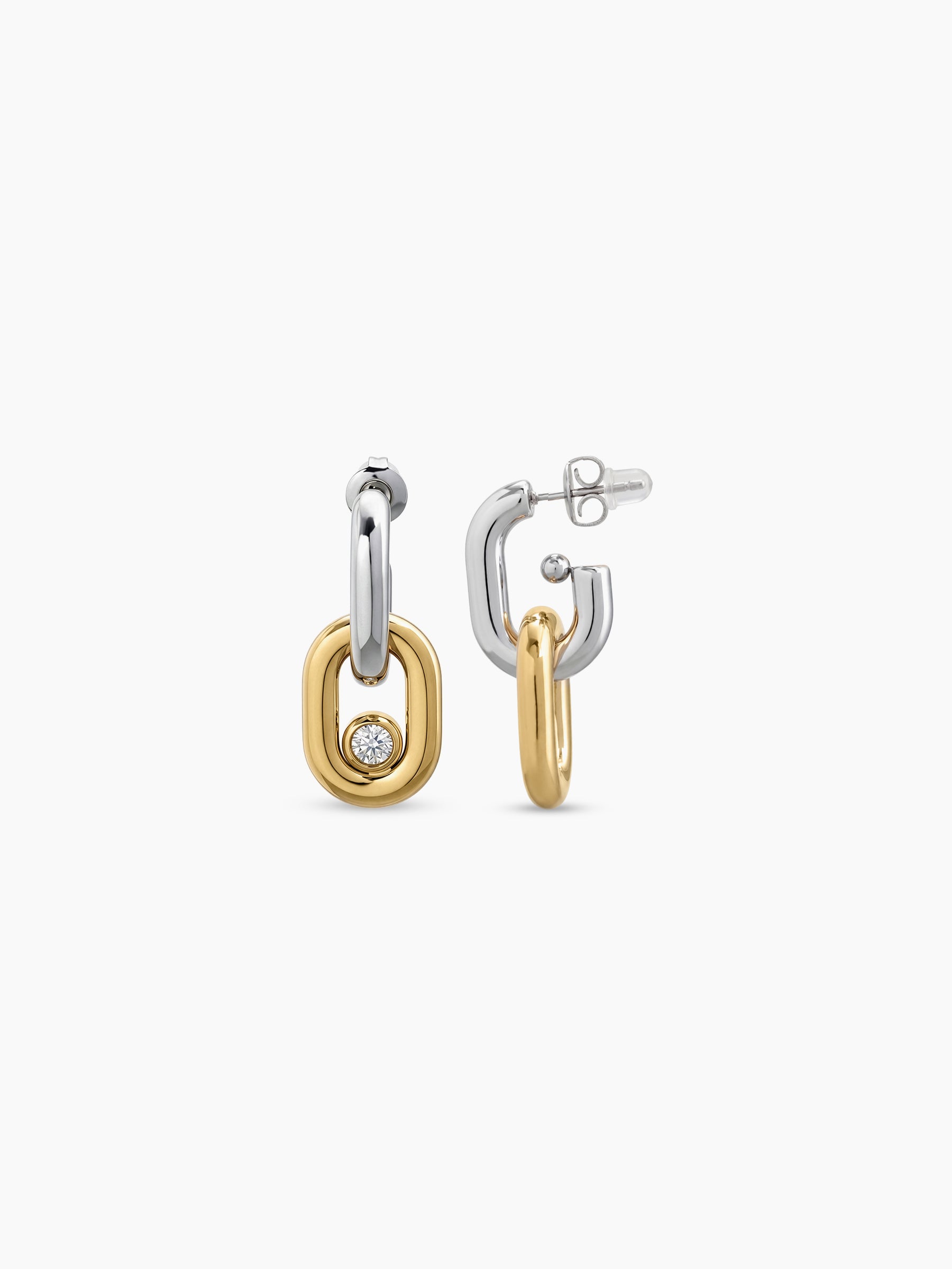 Alvera Diamond 18K Gold Plated - Silver Women's Dangling Drop Earrings