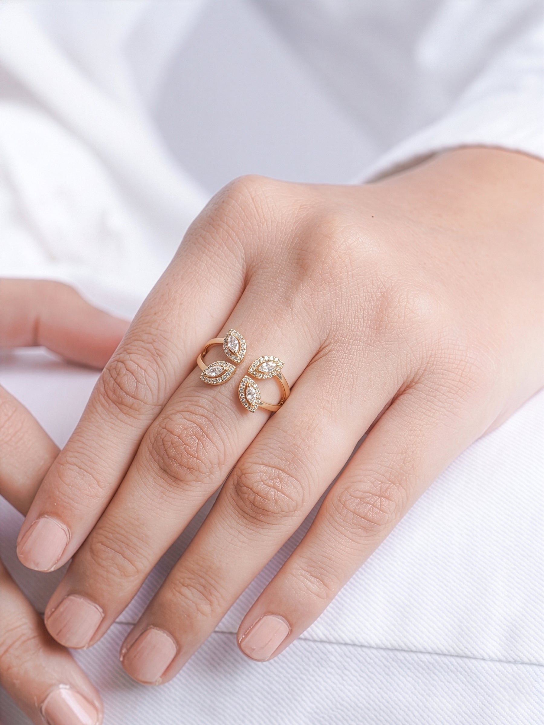 Amelia Marquise Halo 18K Gold Plated Women's Ring - Swashaa