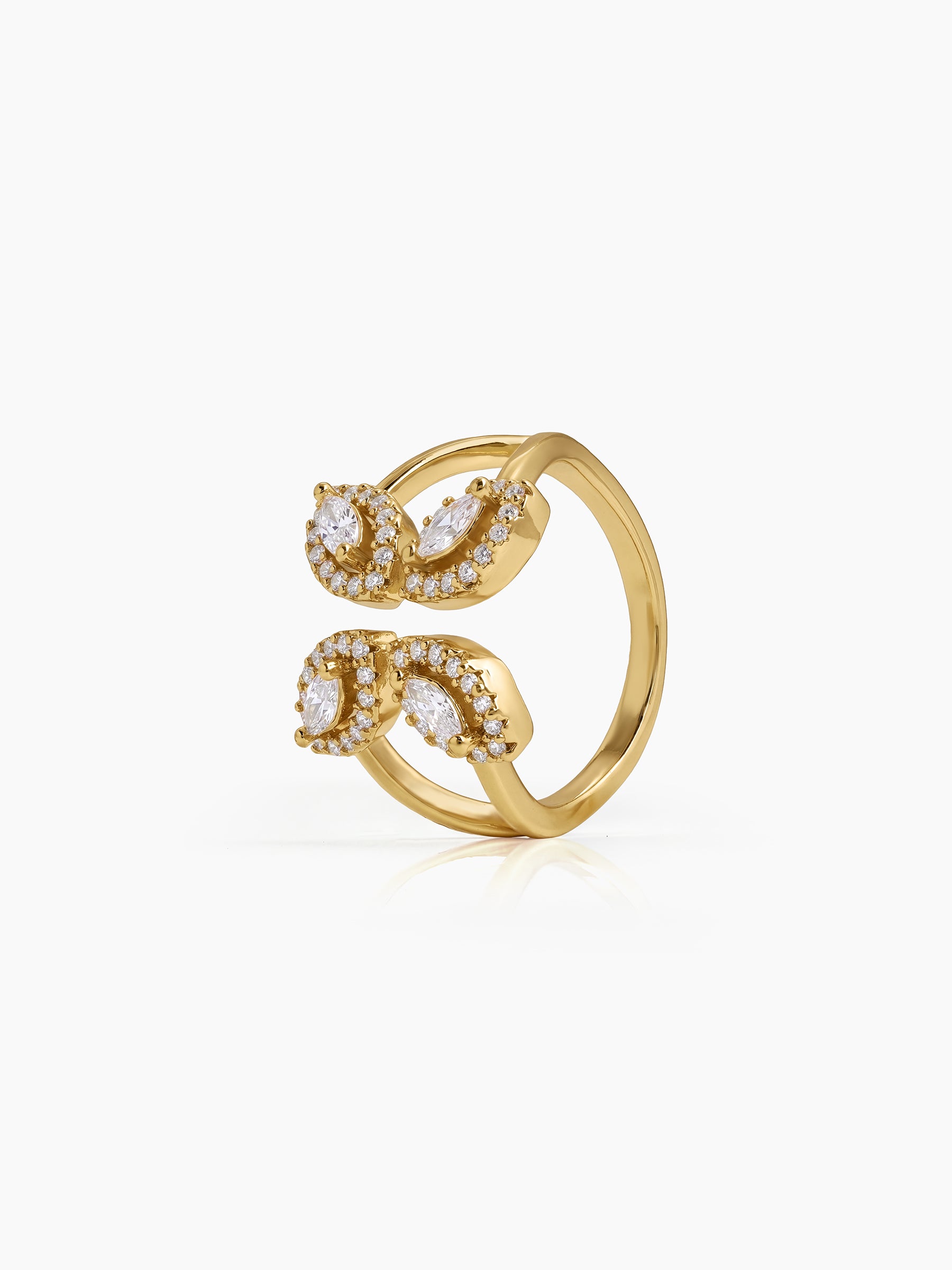 Amelia Marquise Halo 18K Gold Plated Women's Ring - Swashaa