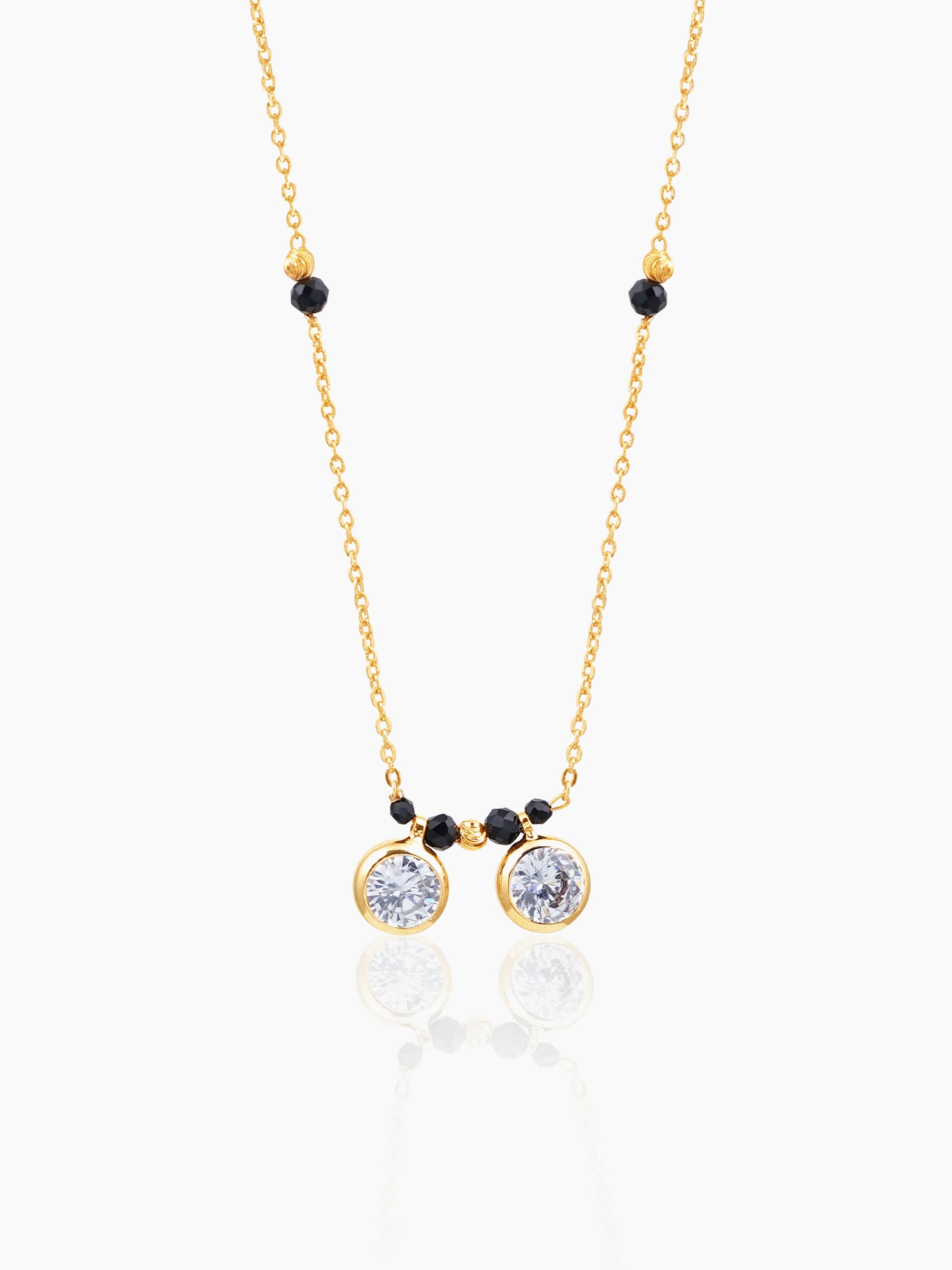 Amira Two Bezel Solitaire Radiant Bond 18K Gold Plated Mangalsutra
