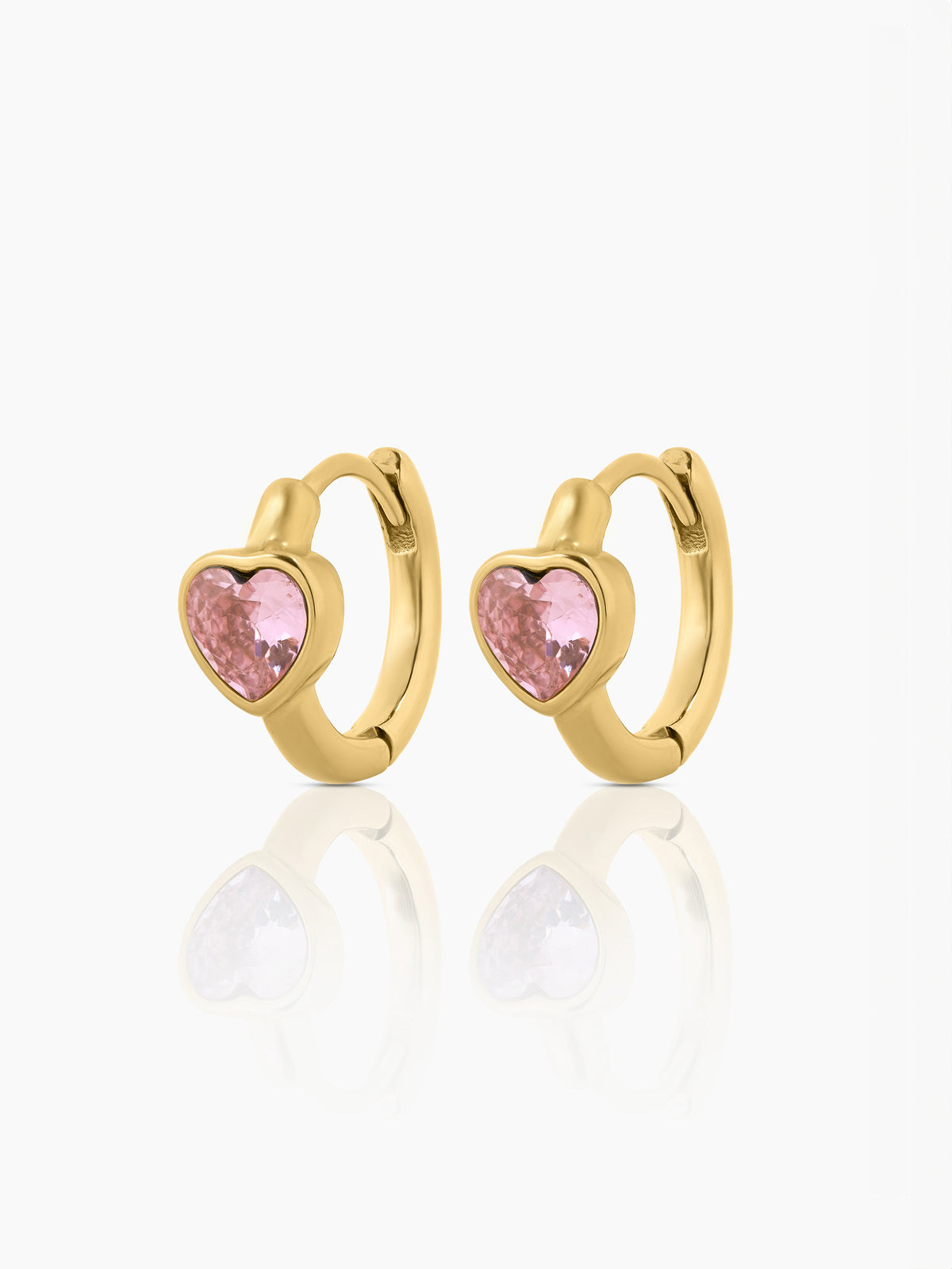 Amora Pink Heart Hoop 18K Gold Plated Earrings