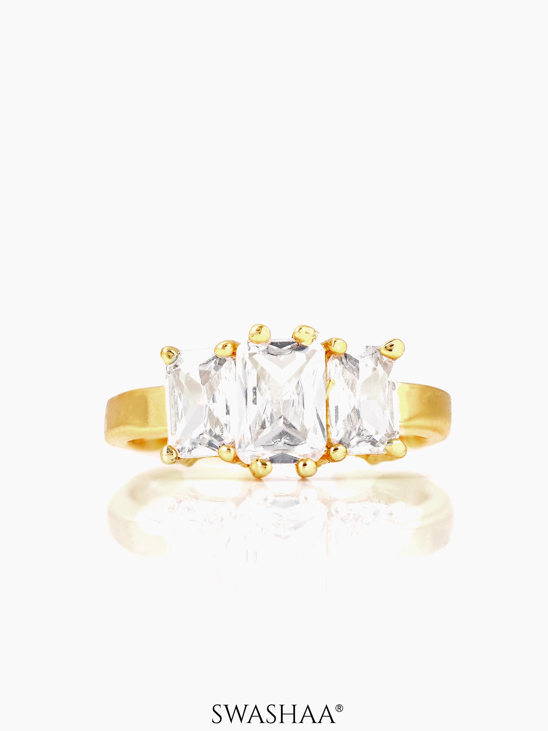 Amulya Diamond Solitaire 18K Gold Plated Ring