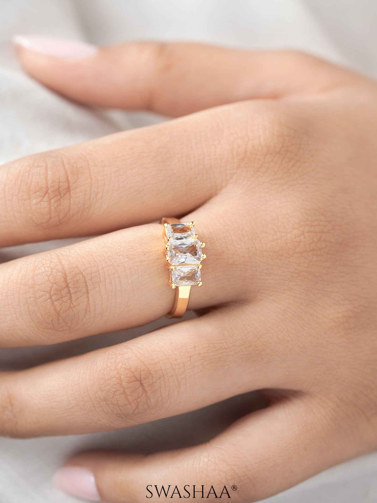 Amulya Solitaire 18K Gold Plated Ring