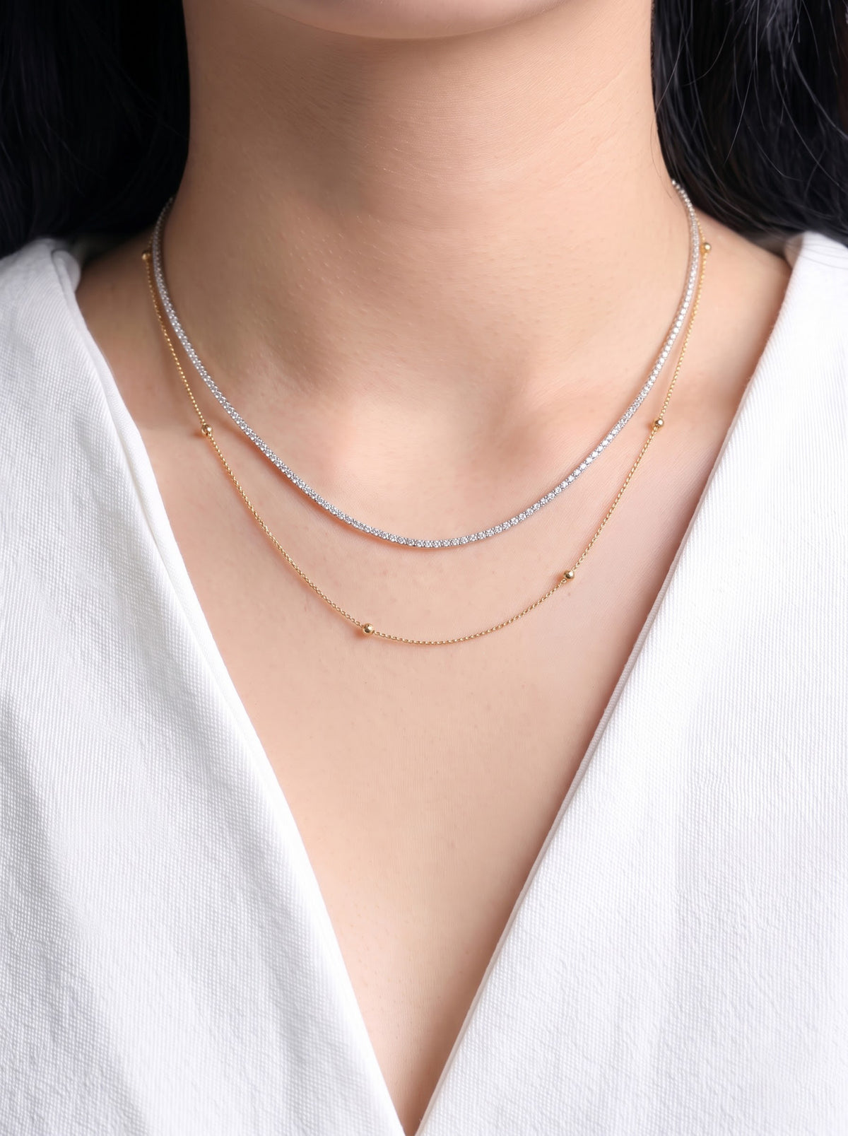 Analeia Diamond 18K Gold Plated Women's Layered Necklace