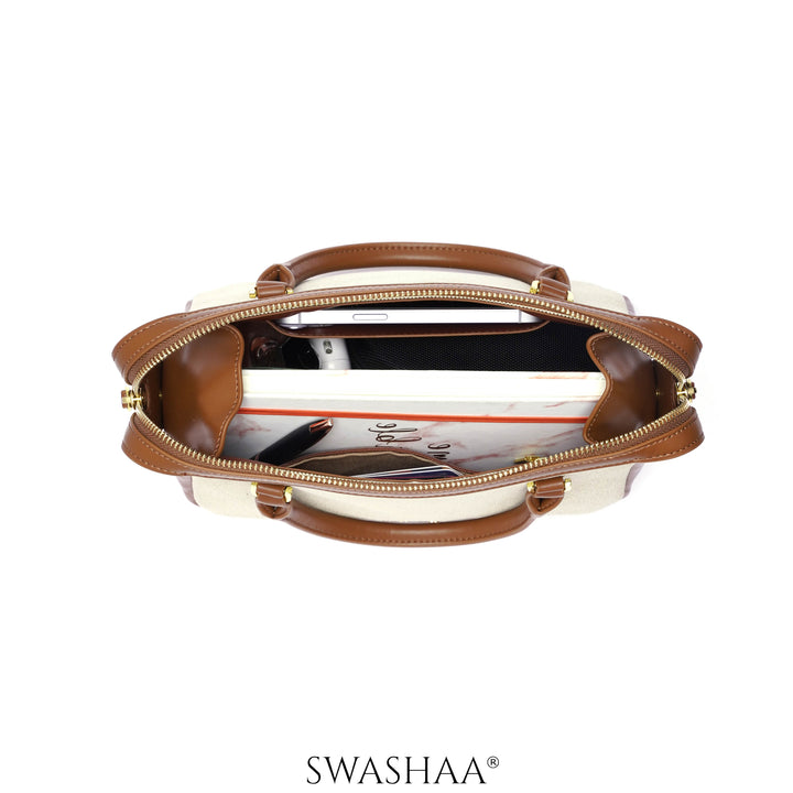 Angee White Beige Leather Hand Bag