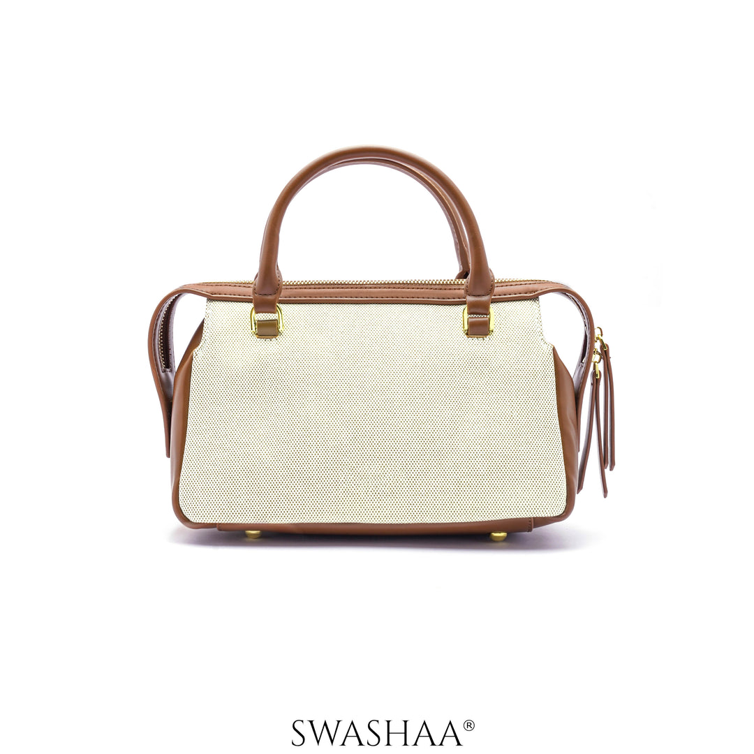 Angee White Beige Leather Hand Bag