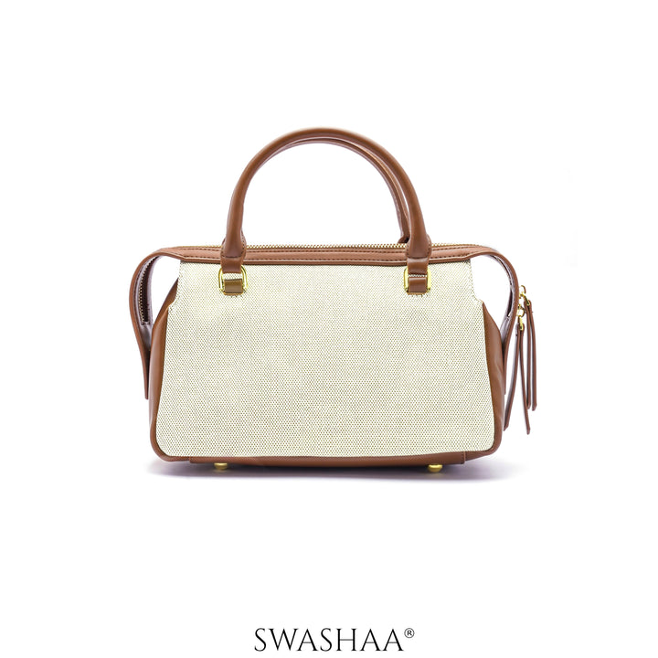 Angee White Beige Leather Hand Bag