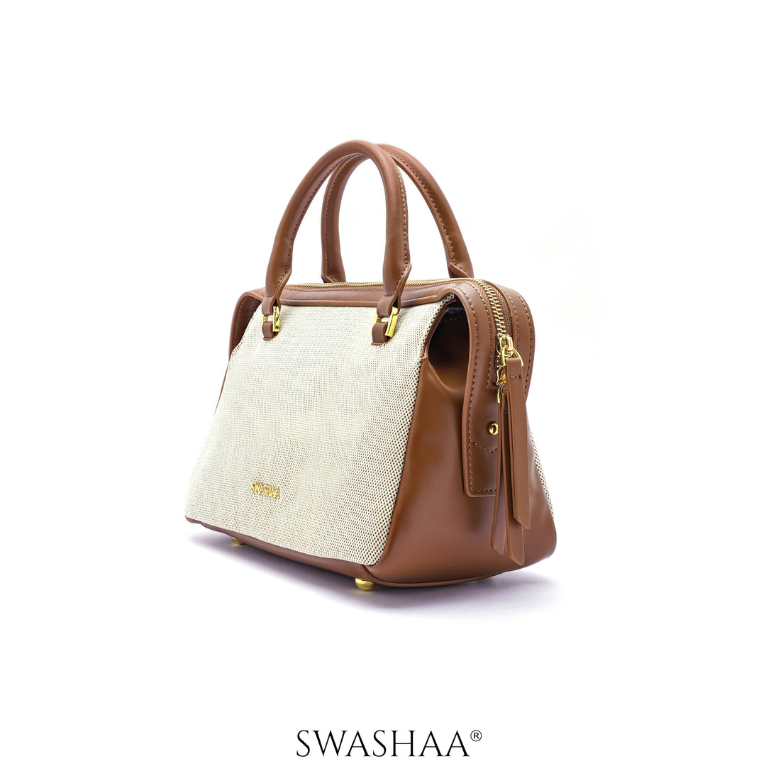 Angee White Beige Leather Hand Bag