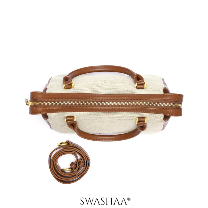 Angee White Beige Leather Hand Bag
