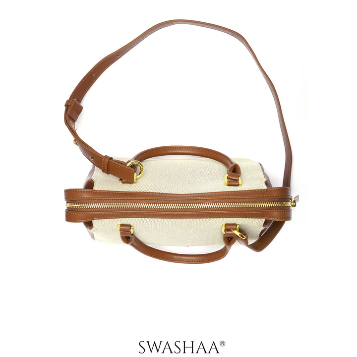 Angee White Beige Leather Hand Bag
