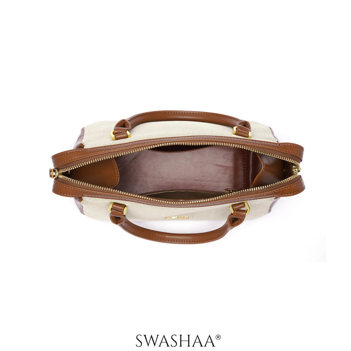 Angee White Beige Leather Hand Bag