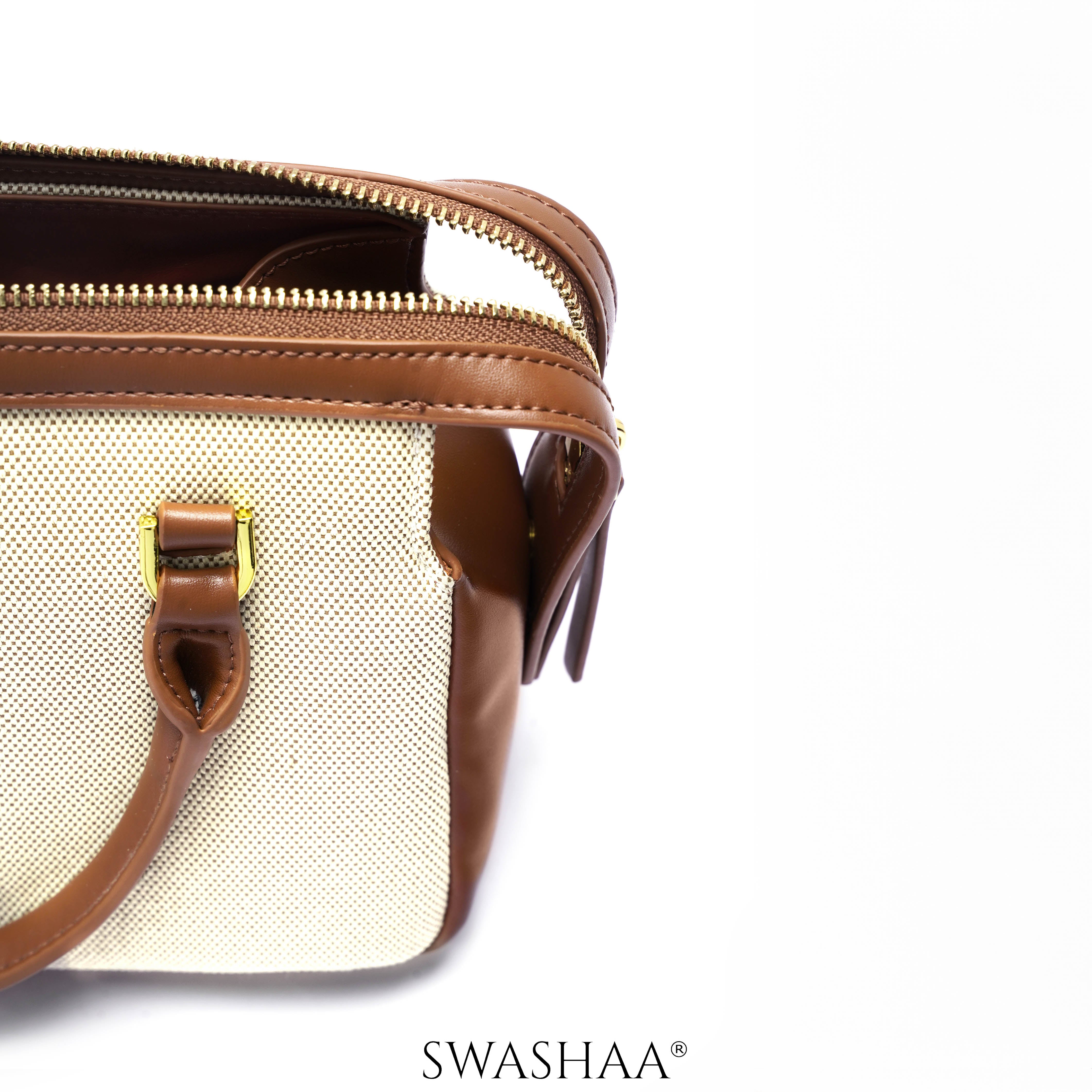 Angee White Beige Leather Hand Bag