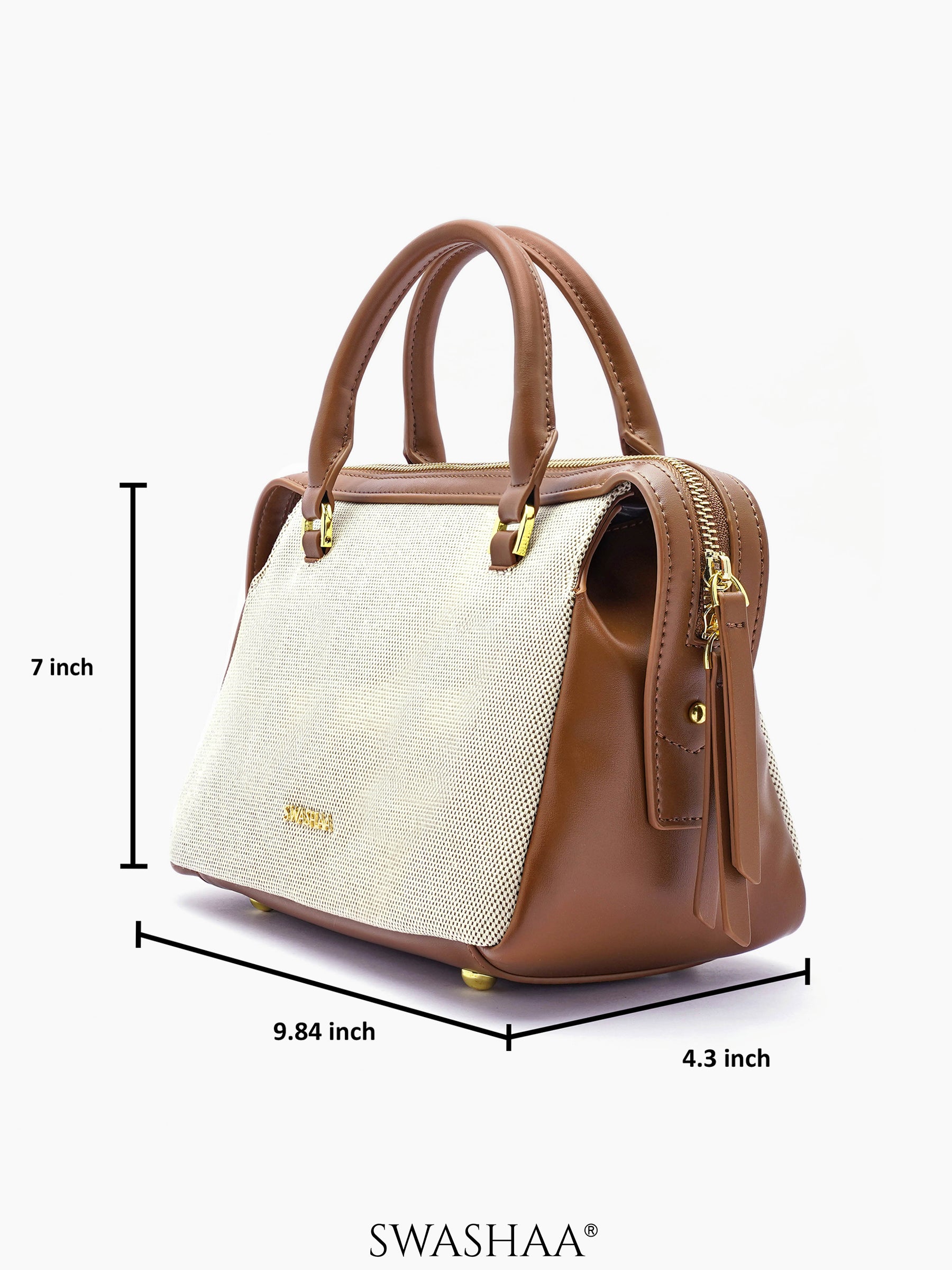 Angee White Beige Women's Leather Hand Bag