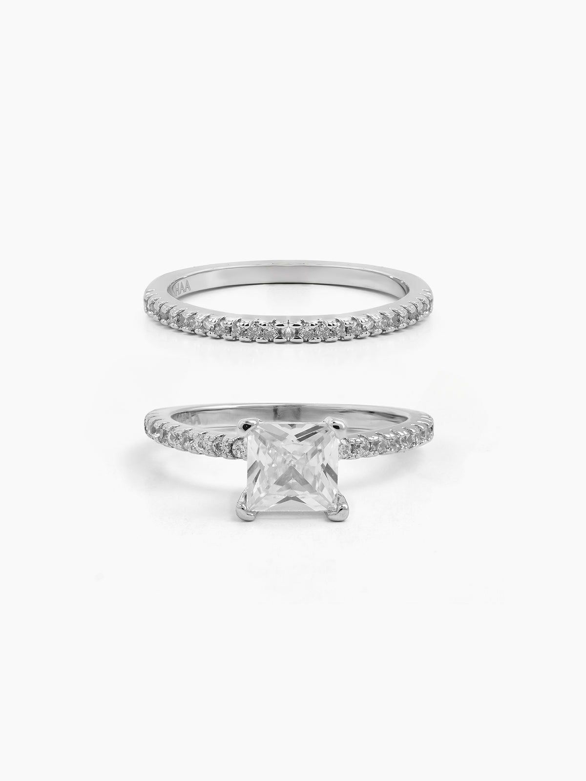 Anika Set Of 2 Silver Diamond Solitaire Women's Ring