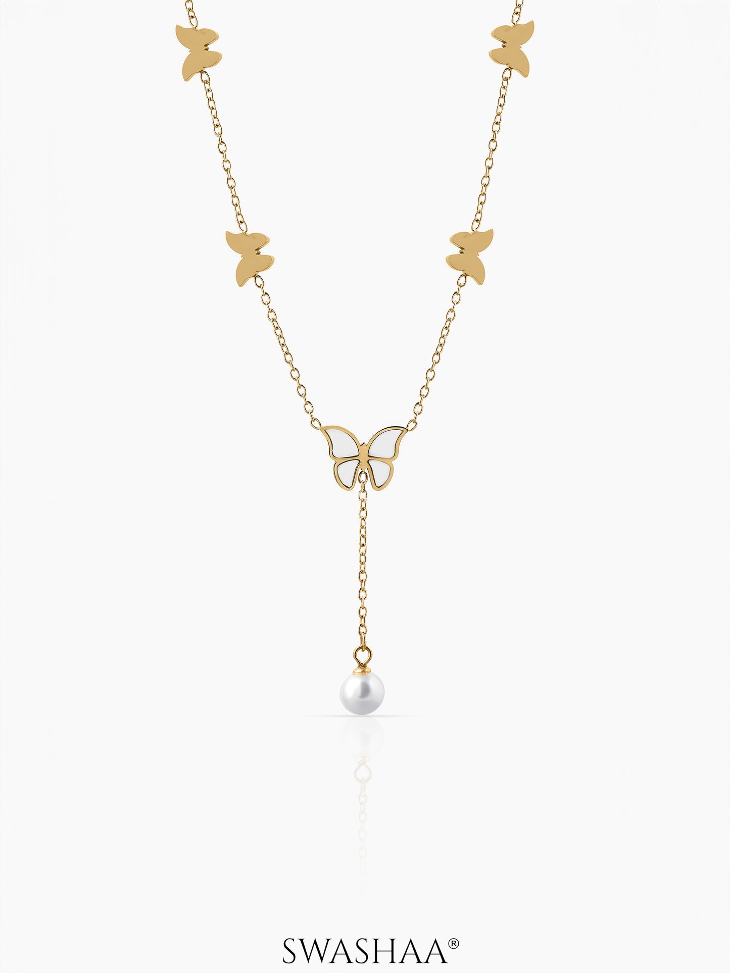 Anira Pearl Butterfly Necklace