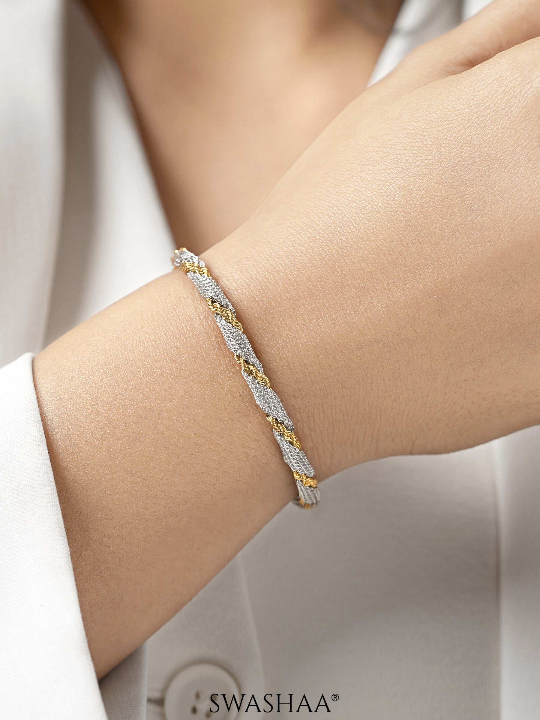 Anori Silver Two Tone Loose Chain Bracelet