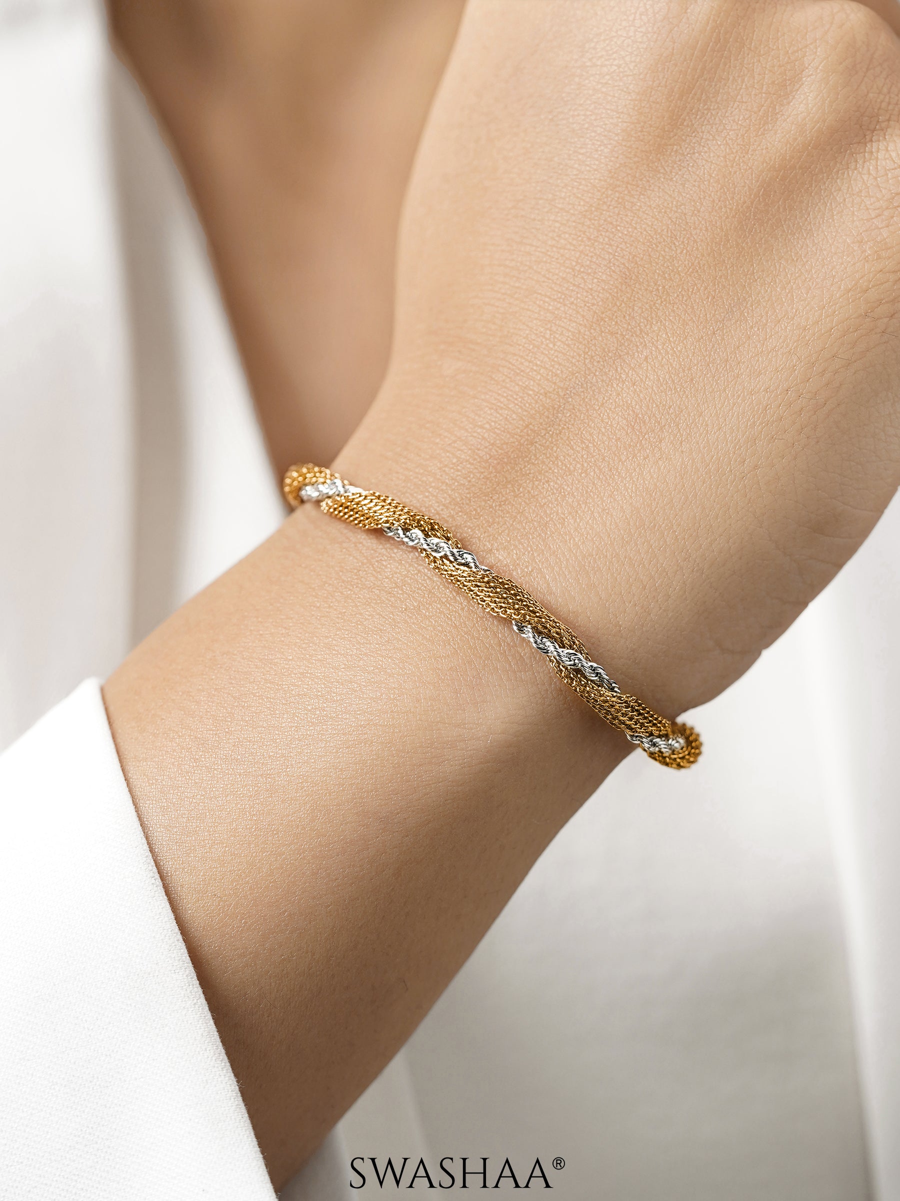 Anori 18K Gold Plated Two Tone Loose Chain Bracelet